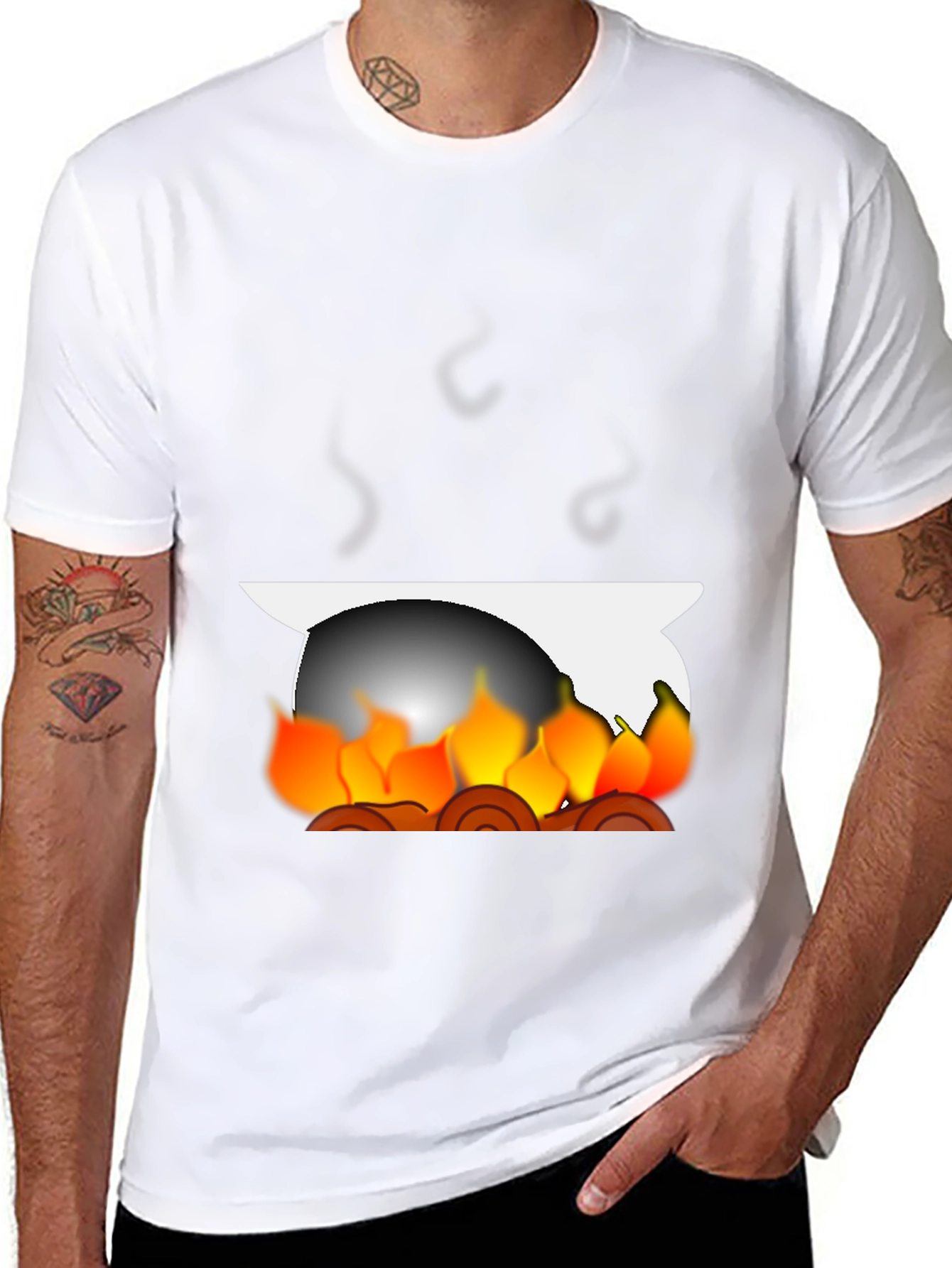 Fiery Campfire Graphic Tee - Black Cotton Blend