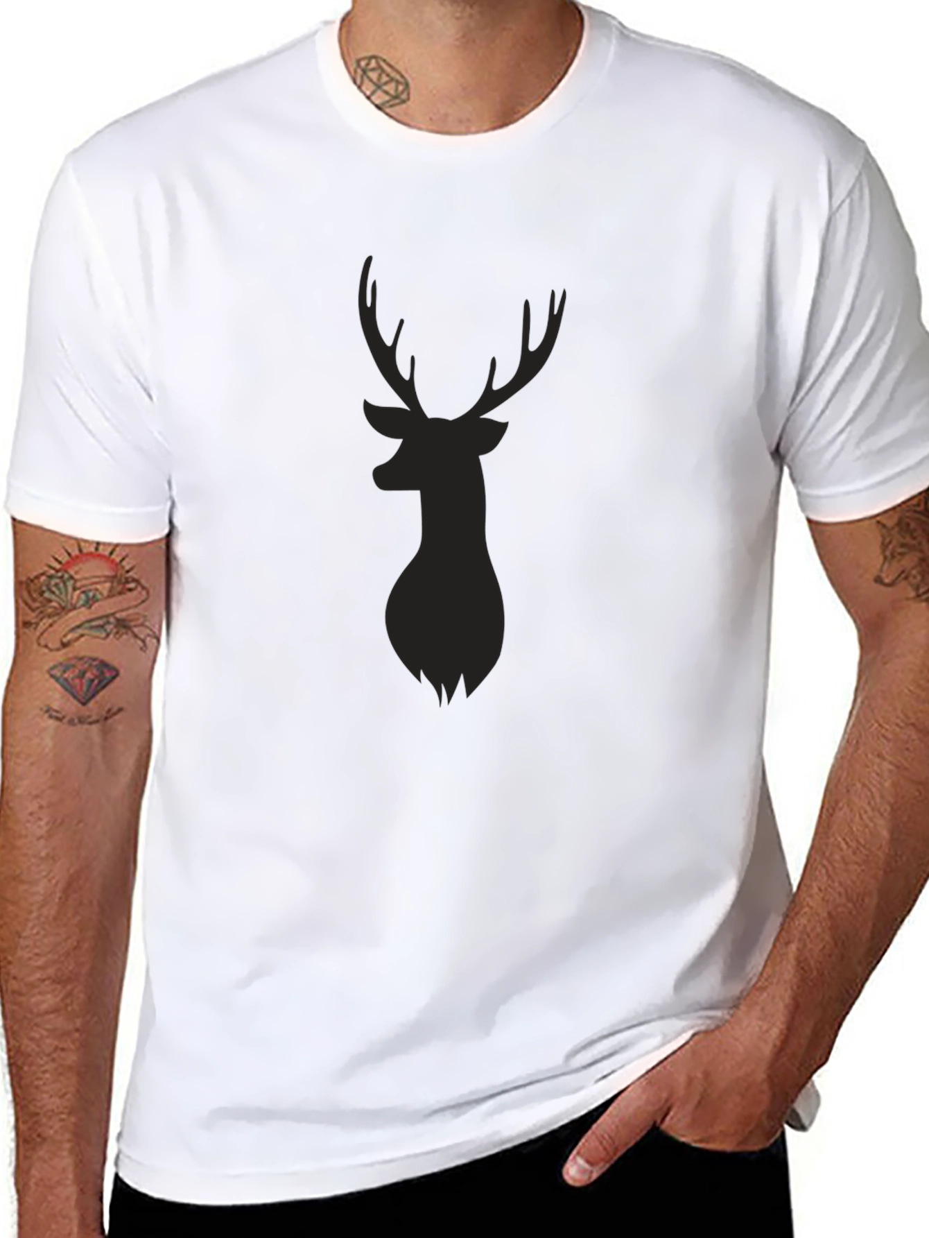 Mens Black Deer Silhouette T-Shirt