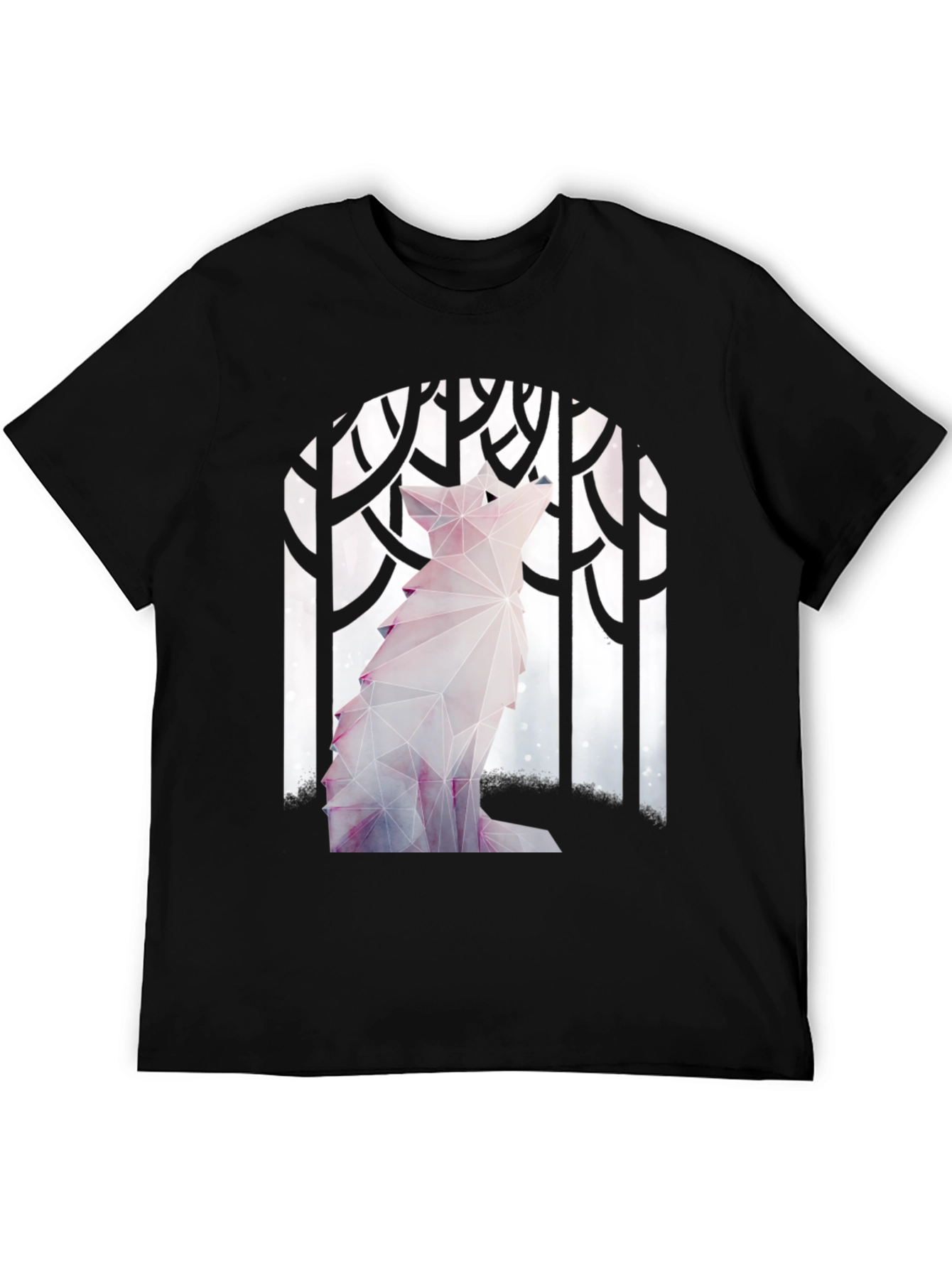 Geometric Wolf Graphic T-Shirt - Stylish Mens Tee