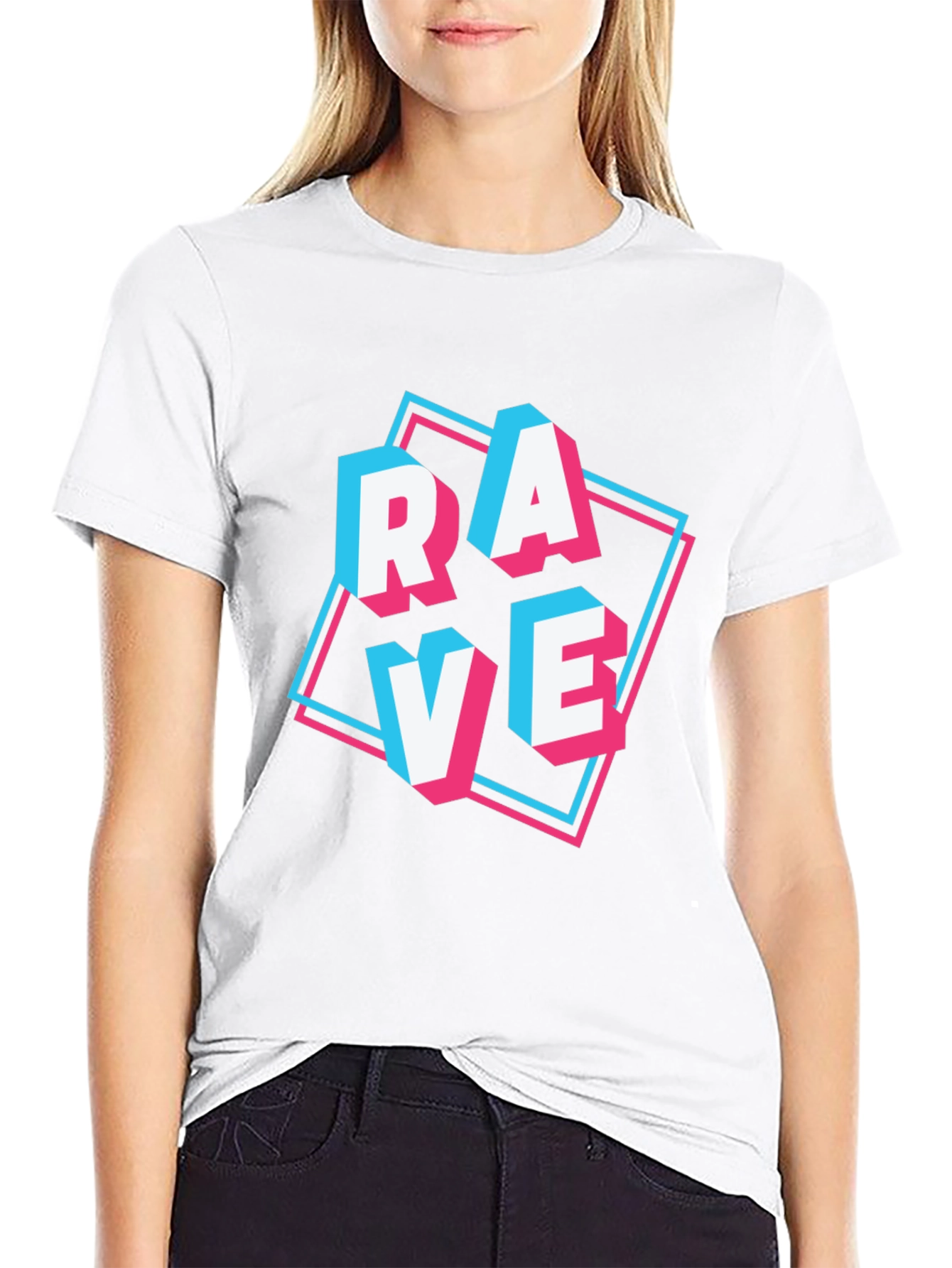 Rave Graphic Tee - Black Cotton Blend T-Shirt