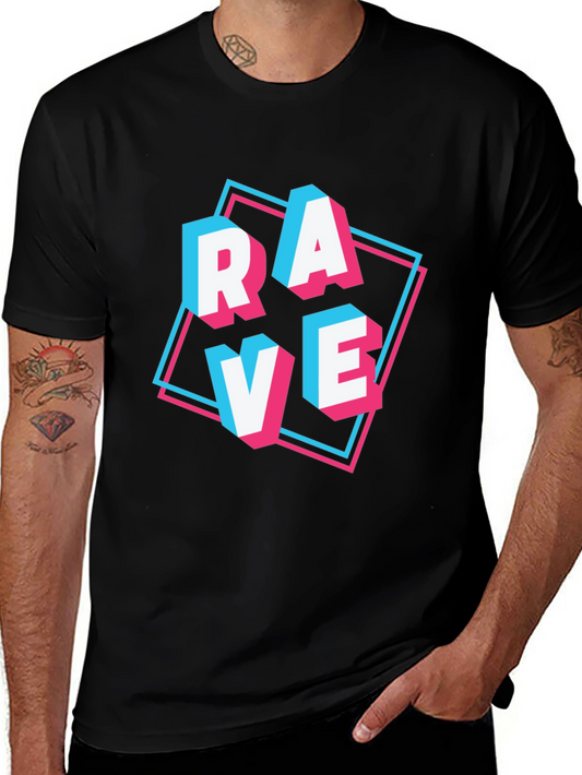 Rave Graphic Tee - Black Cotton Blend T-Shirt
