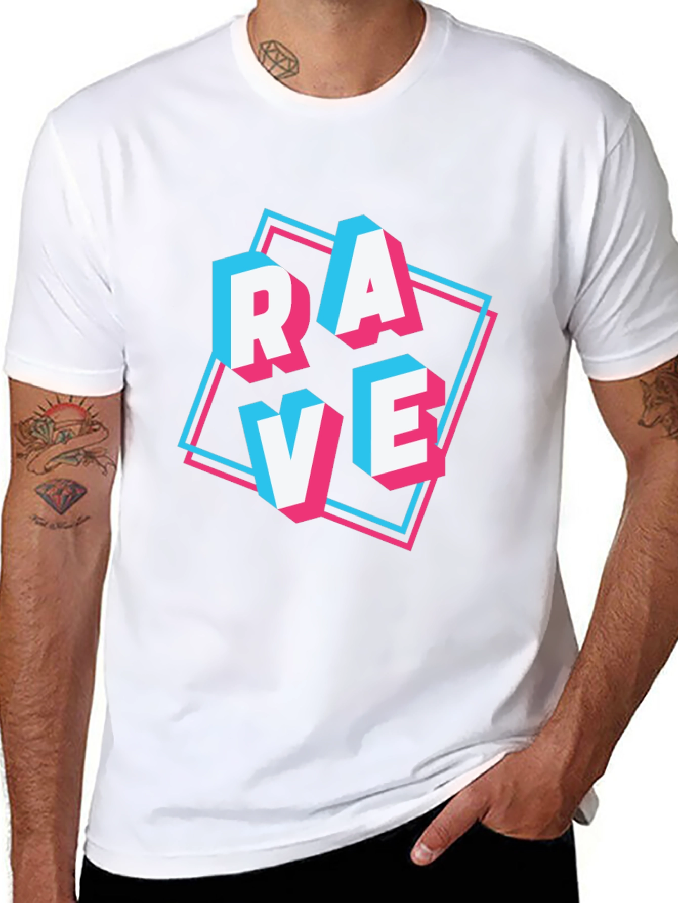 Rave Graphic Tee - Black Cotton Blend T-Shirt