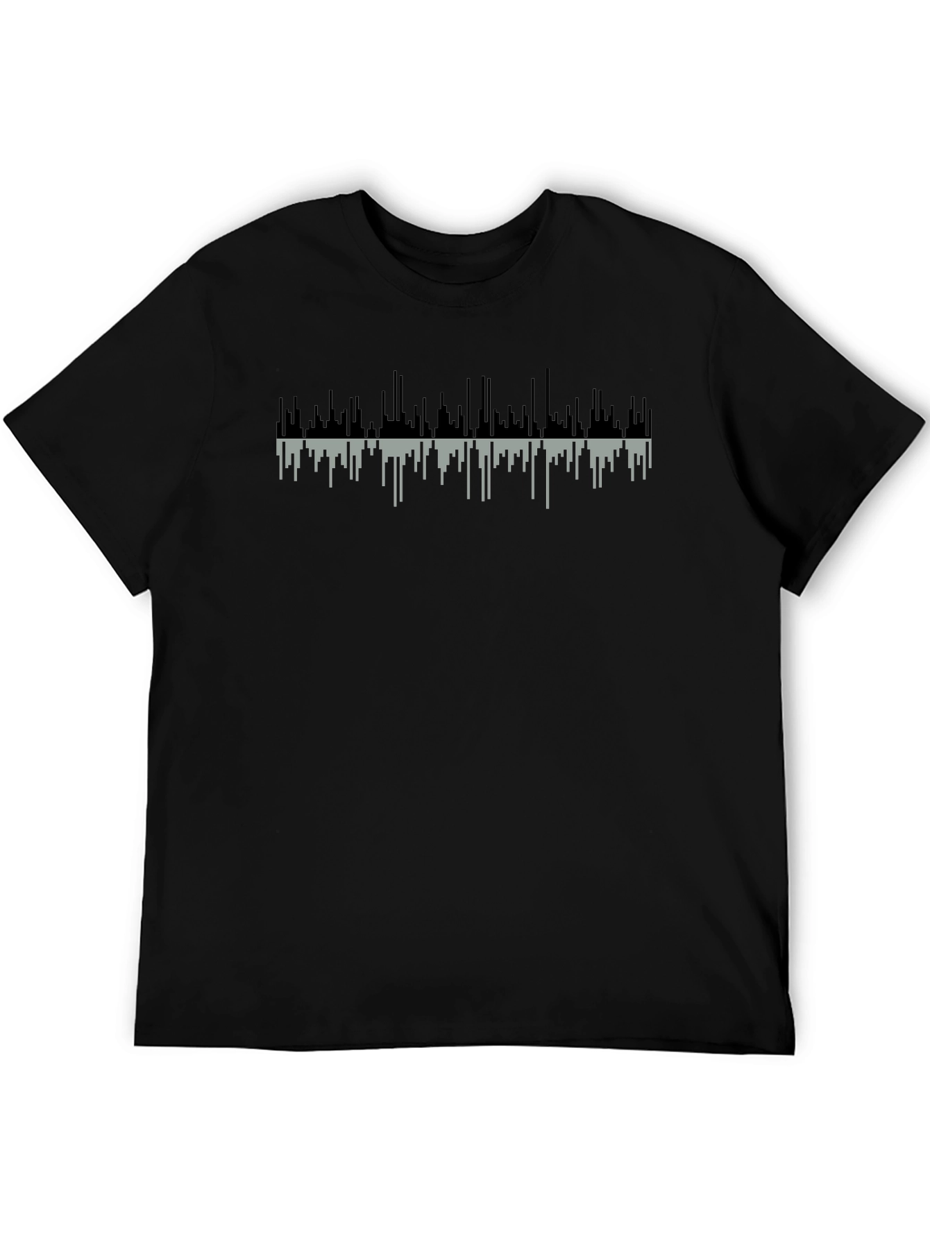 Abstract Graphic Print Black Crew Neck Tee