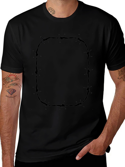 Barbed Wire Graphic Tee - Edgy Black T-Shirt
