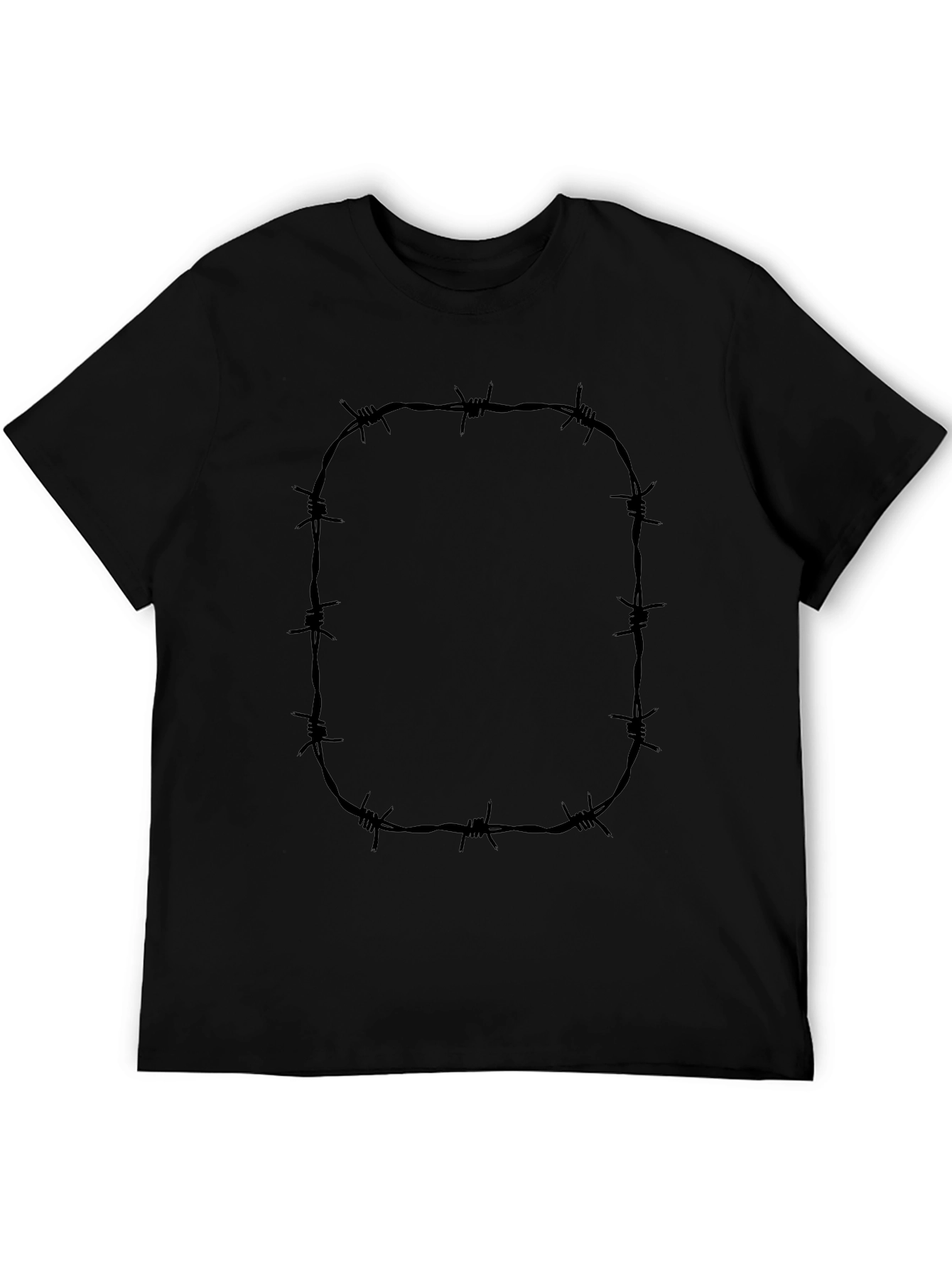 Barbed Wire Graphic Tee - Edgy Black T-Shirt