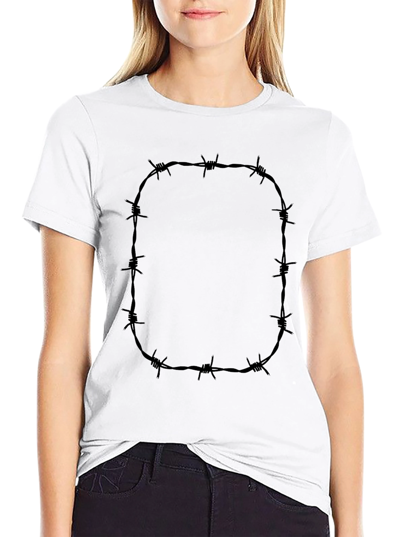 Barbed Wire Graphic Tee - Edgy Black T-Shirt