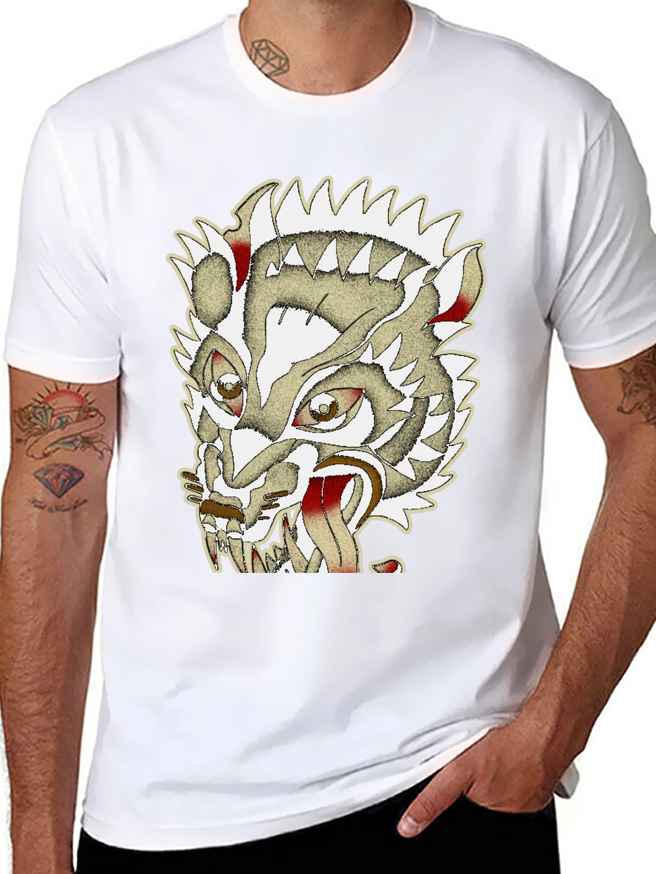 Edgy Wolf Graphic Print Tee