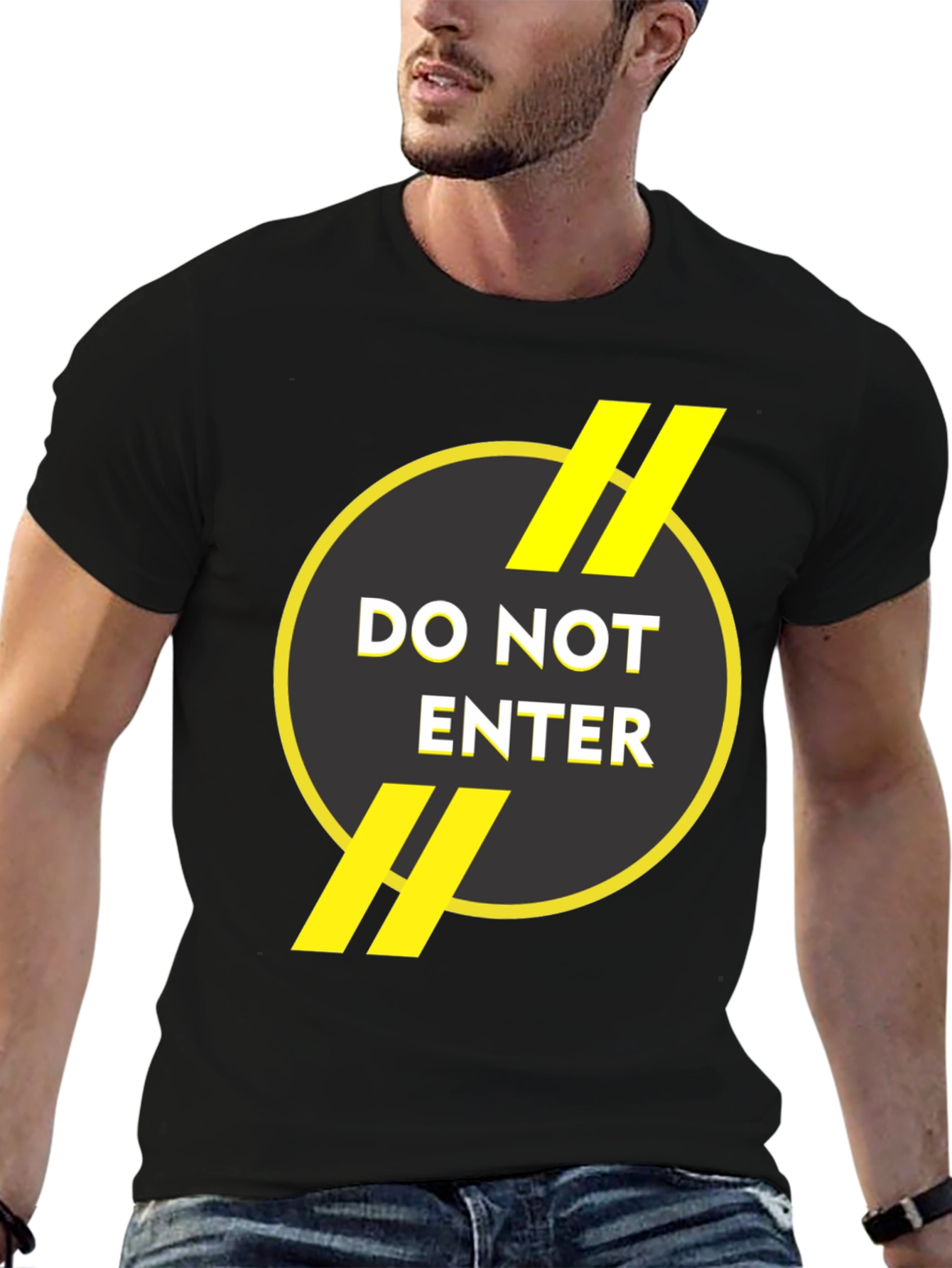 Do Not Enter Graphic Print Black T-Shirt