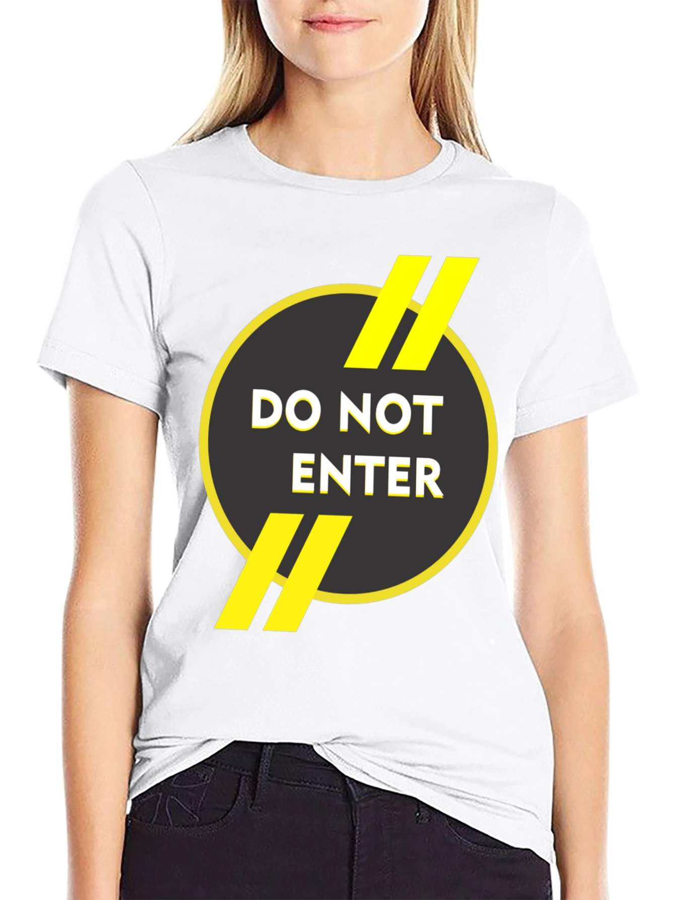 Do Not Enter Graphic Print Black T-Shirt