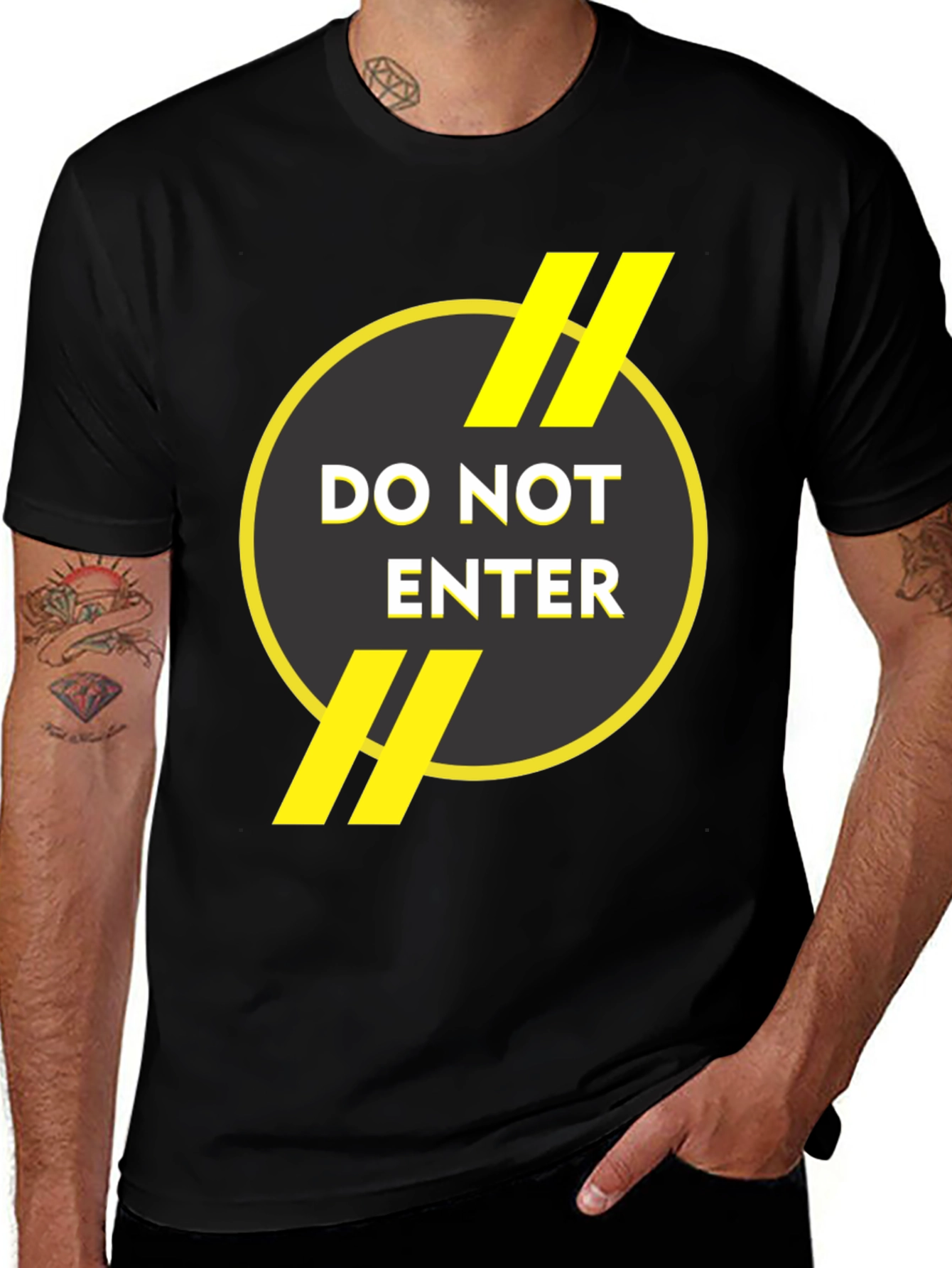 Do Not Enter Graphic Print Black T-Shirt