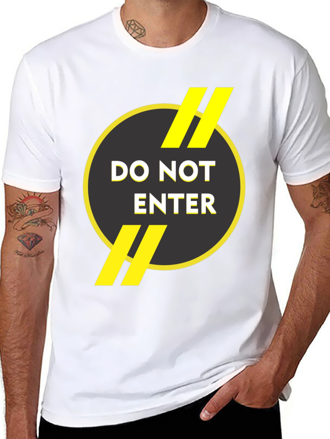 Do Not Enter Graphic Print Black T-Shirt