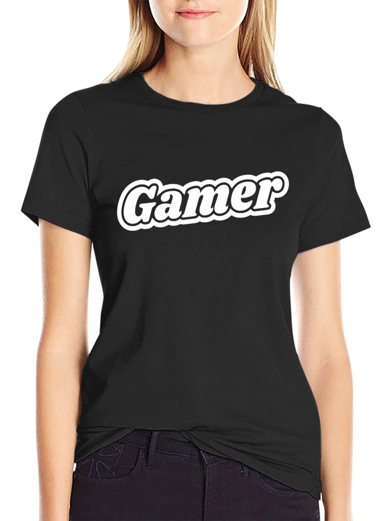 Gamer T-Shirt - Black Tee with Bold White Lettering