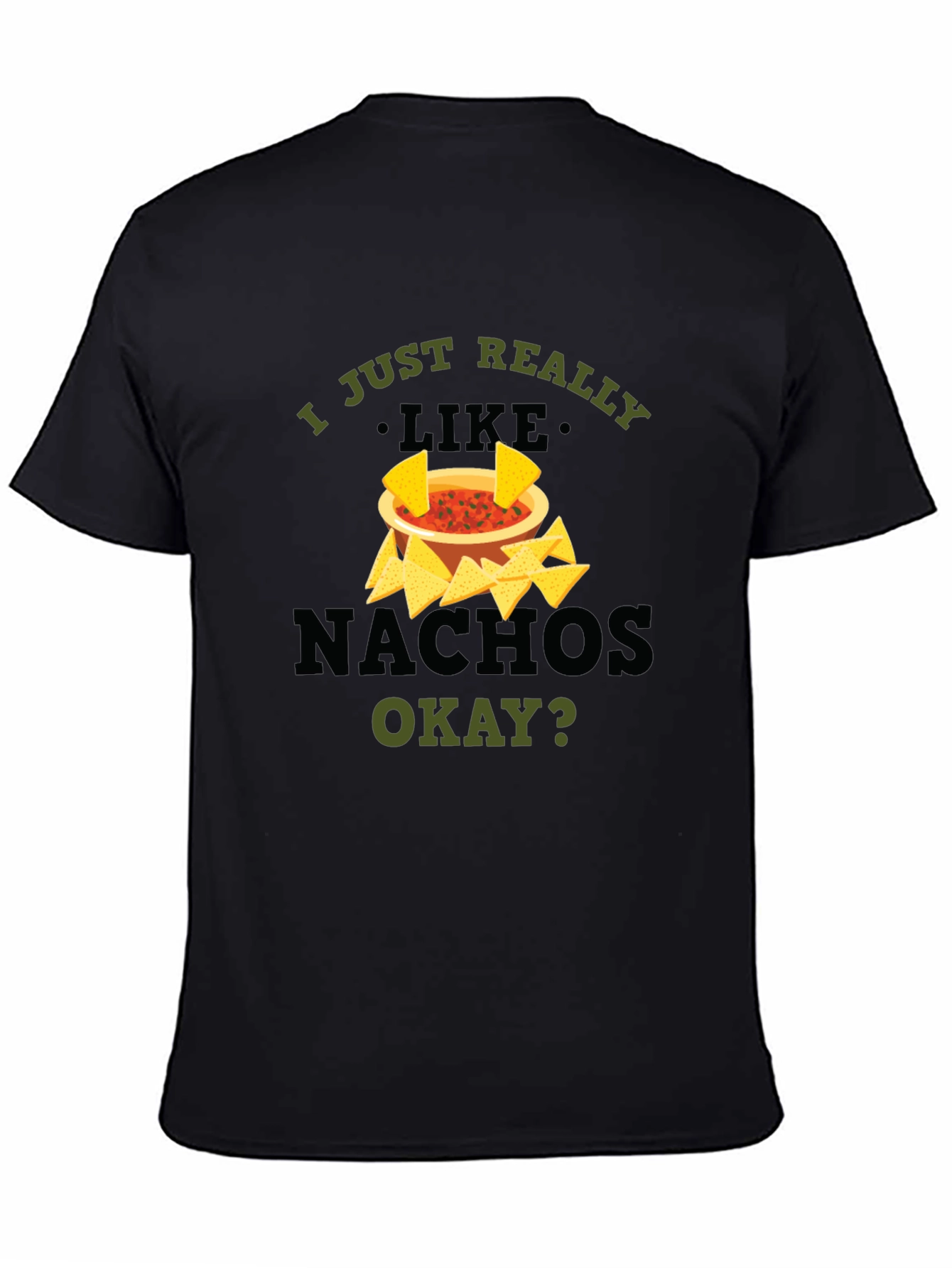 I Just Really Like Nachos Black Graphic T-Shirt