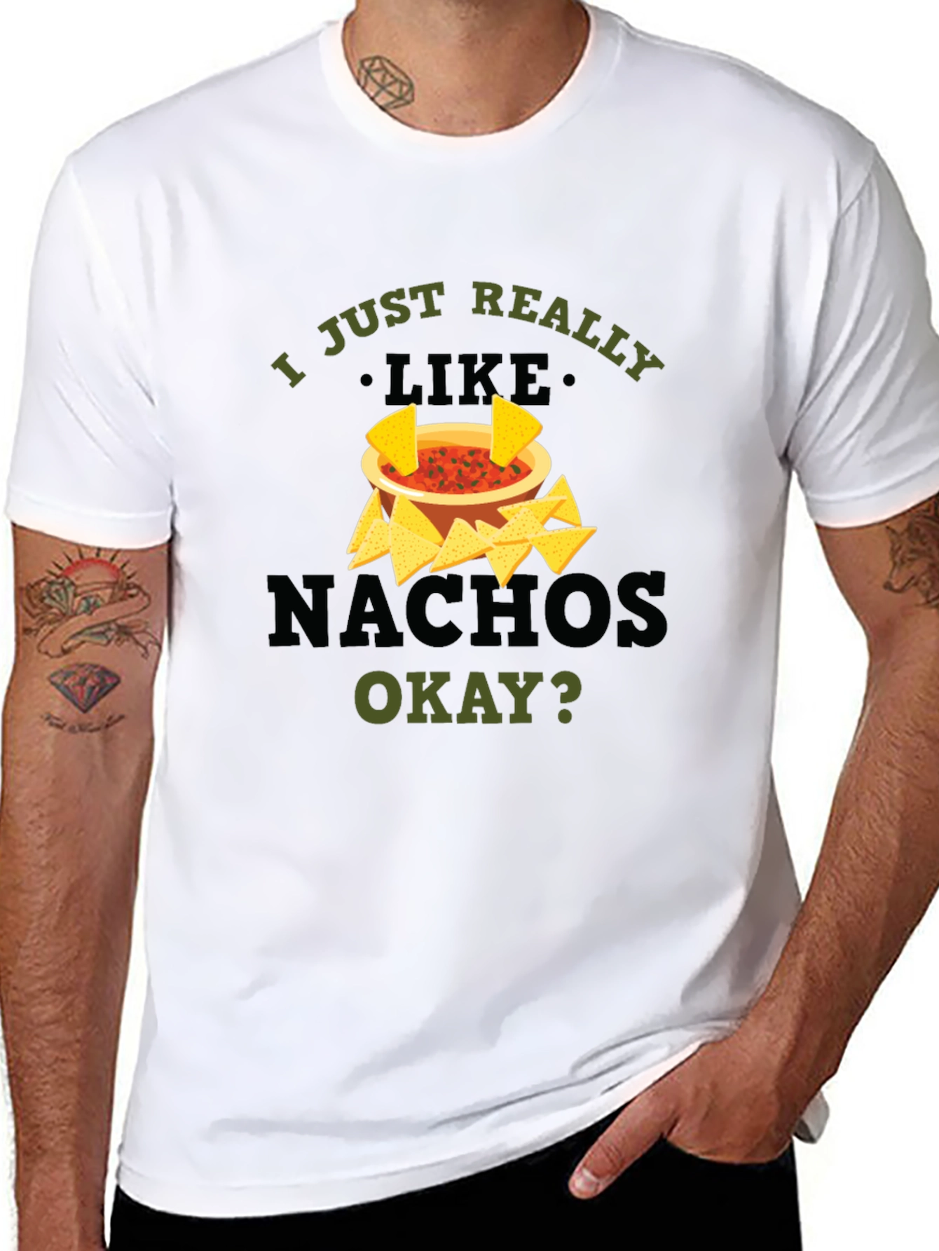 I Just Really Like Nachos Black Graphic T-Shirt