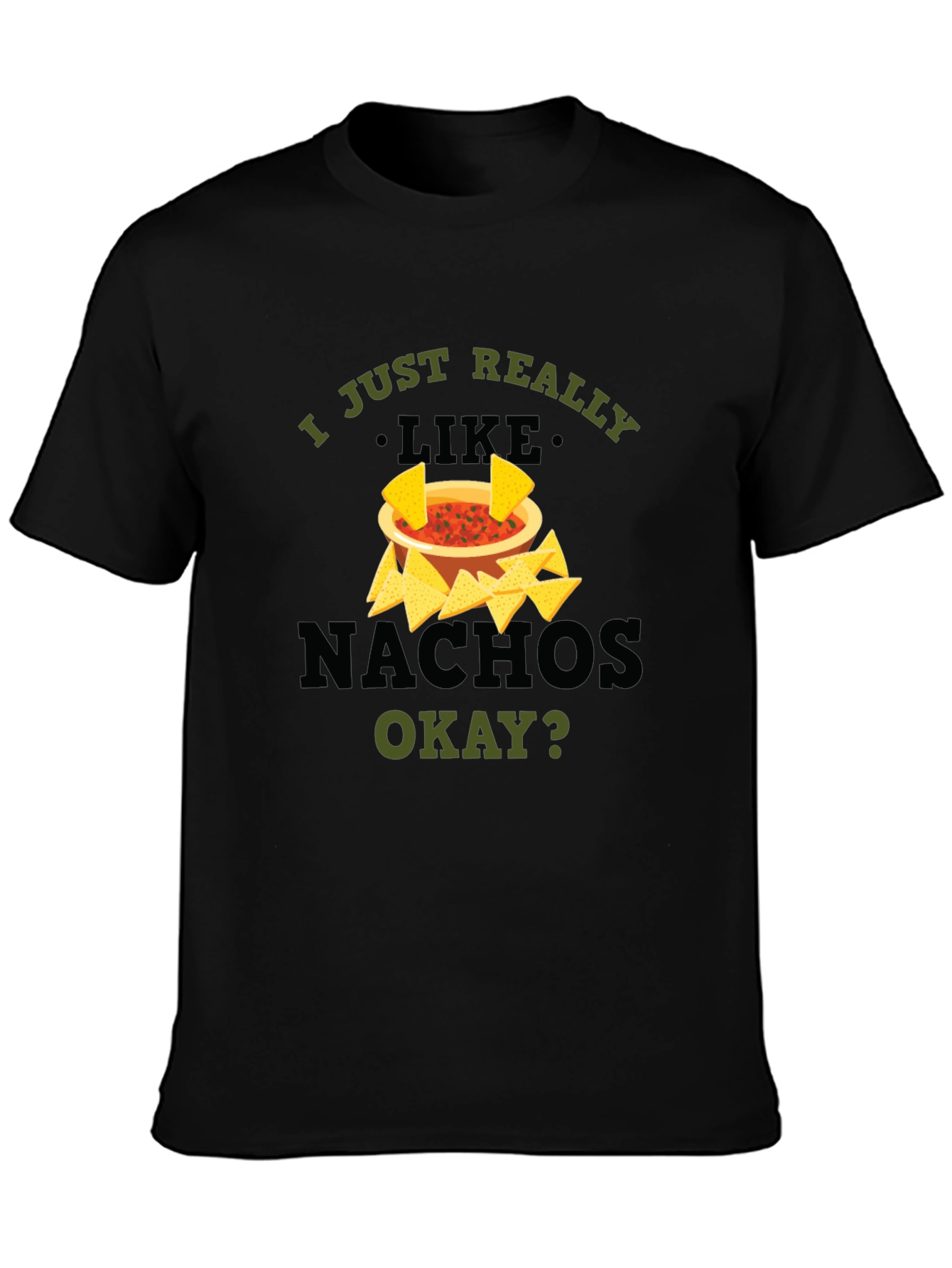I Just Really Like Nachos Black Graphic T-Shirt