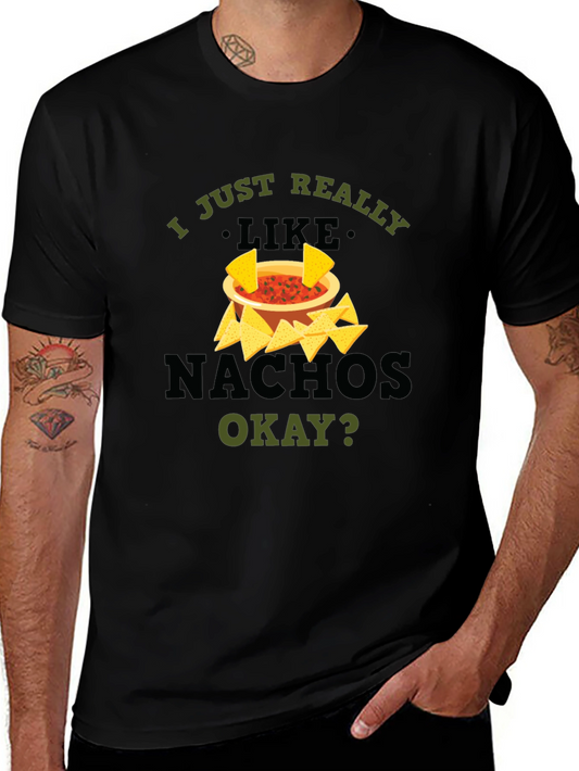 I Just Really Like Nachos Black Graphic T-Shirt