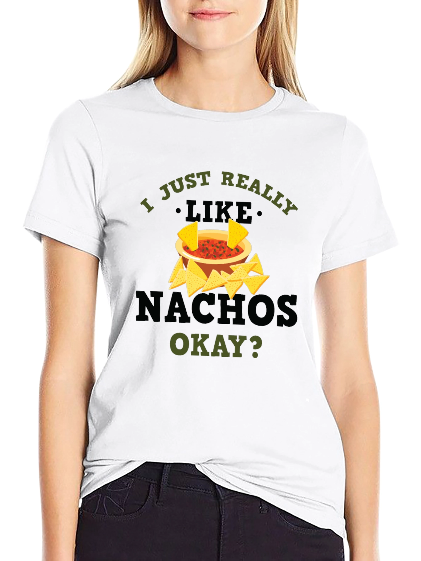 I Just Really Like Nachos Black Graphic T-Shirt