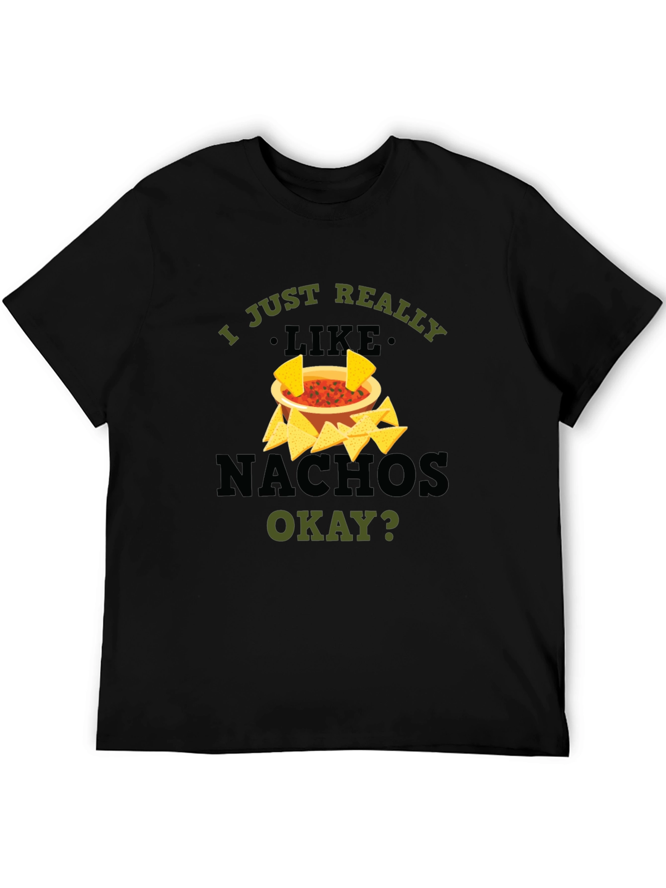 I Just Really Like Nachos Black Graphic T-Shirt