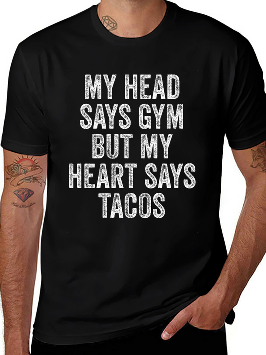 Gym vs Tacos Graphic Tee - Funny Workout Shirt