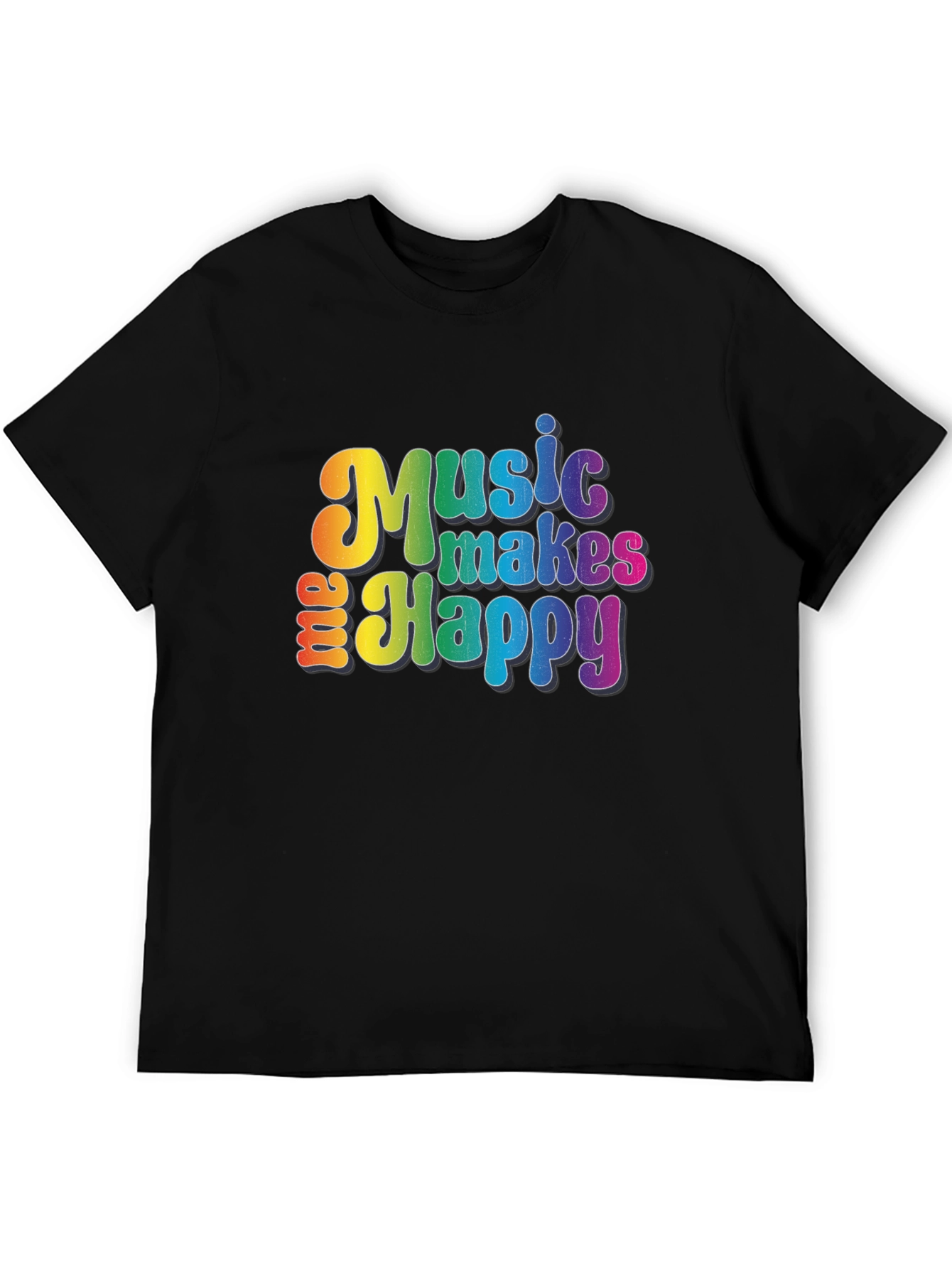 Music Makes Me Happy Graphic Tee - Rainbow Design