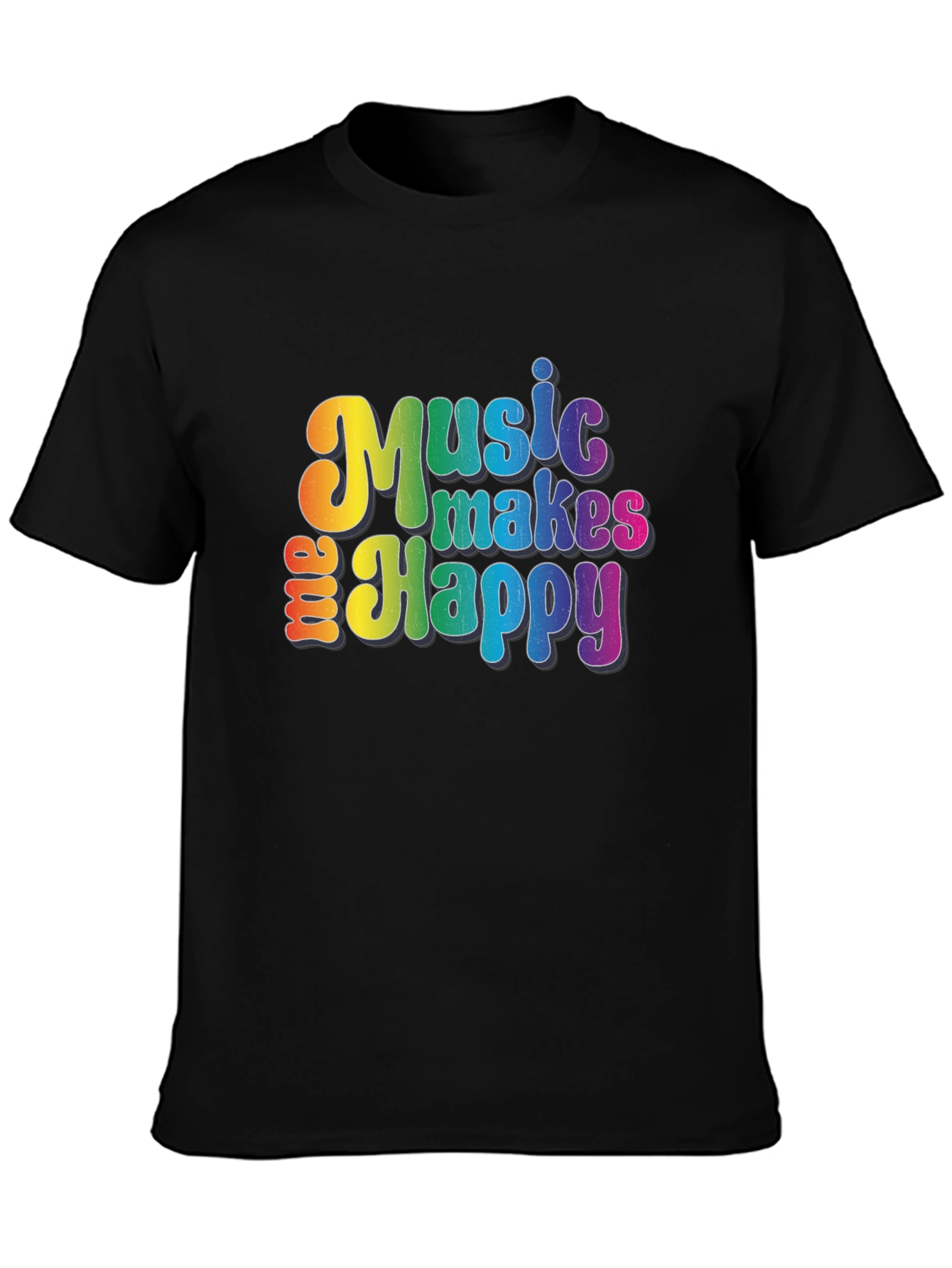 Music Makes Me Happy Graphic Tee - Rainbow Design