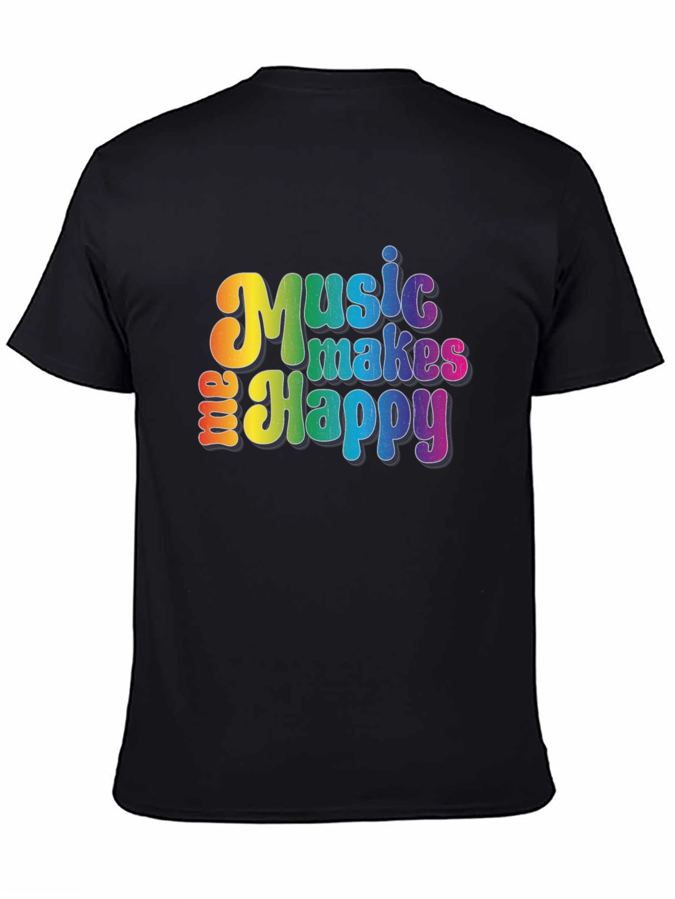 Music Makes Me Happy Graphic Tee - Rainbow Design