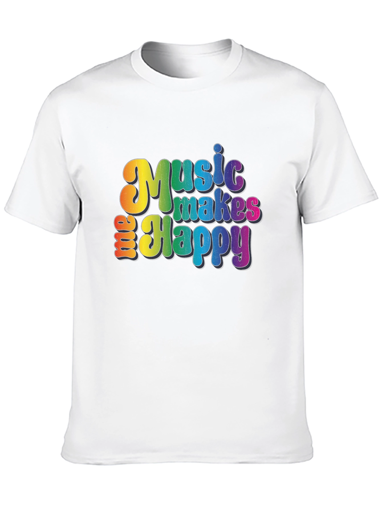 Music Makes Me Happy Graphic Tee - Rainbow Design