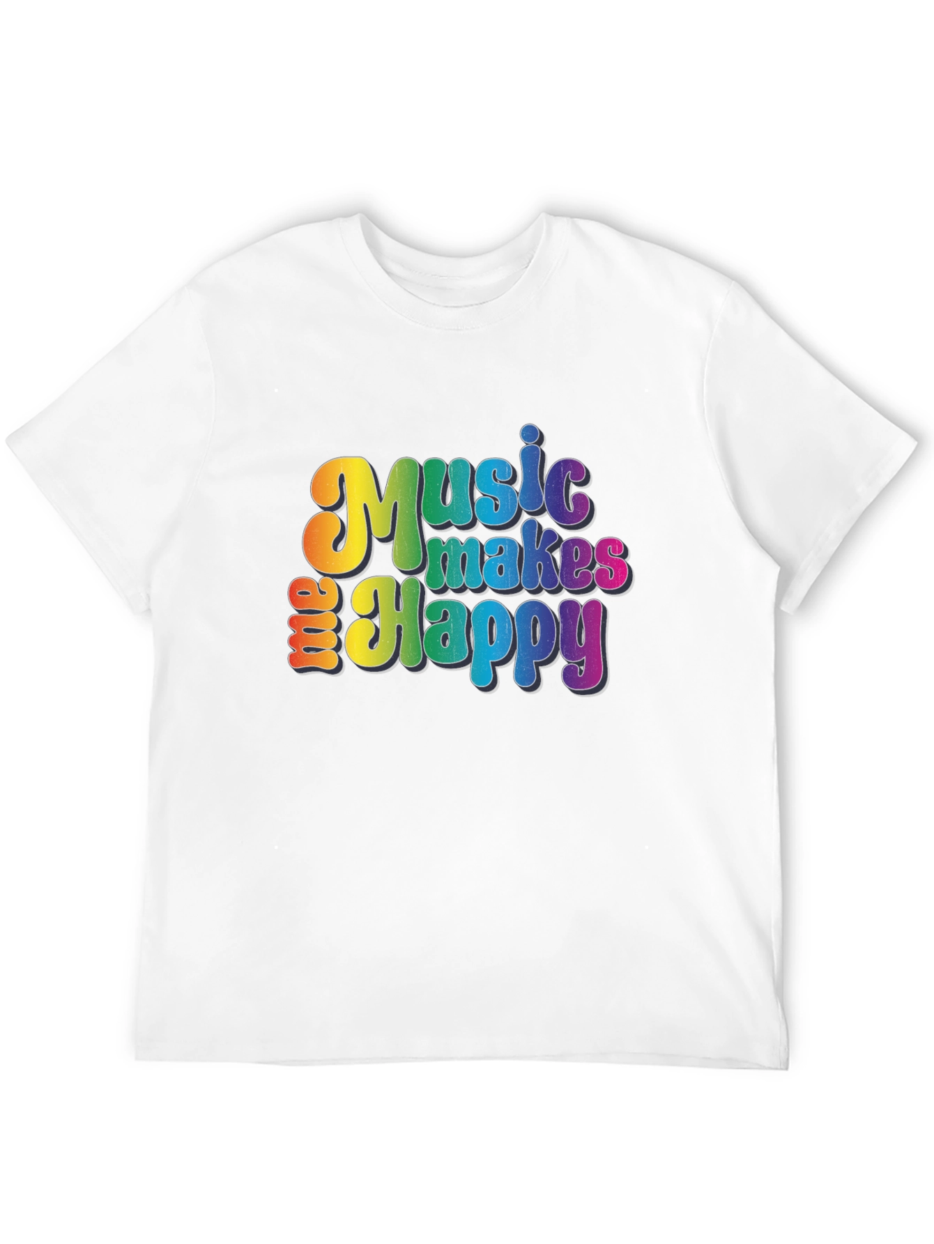 Music Makes Me Happy Graphic Tee - Rainbow Design