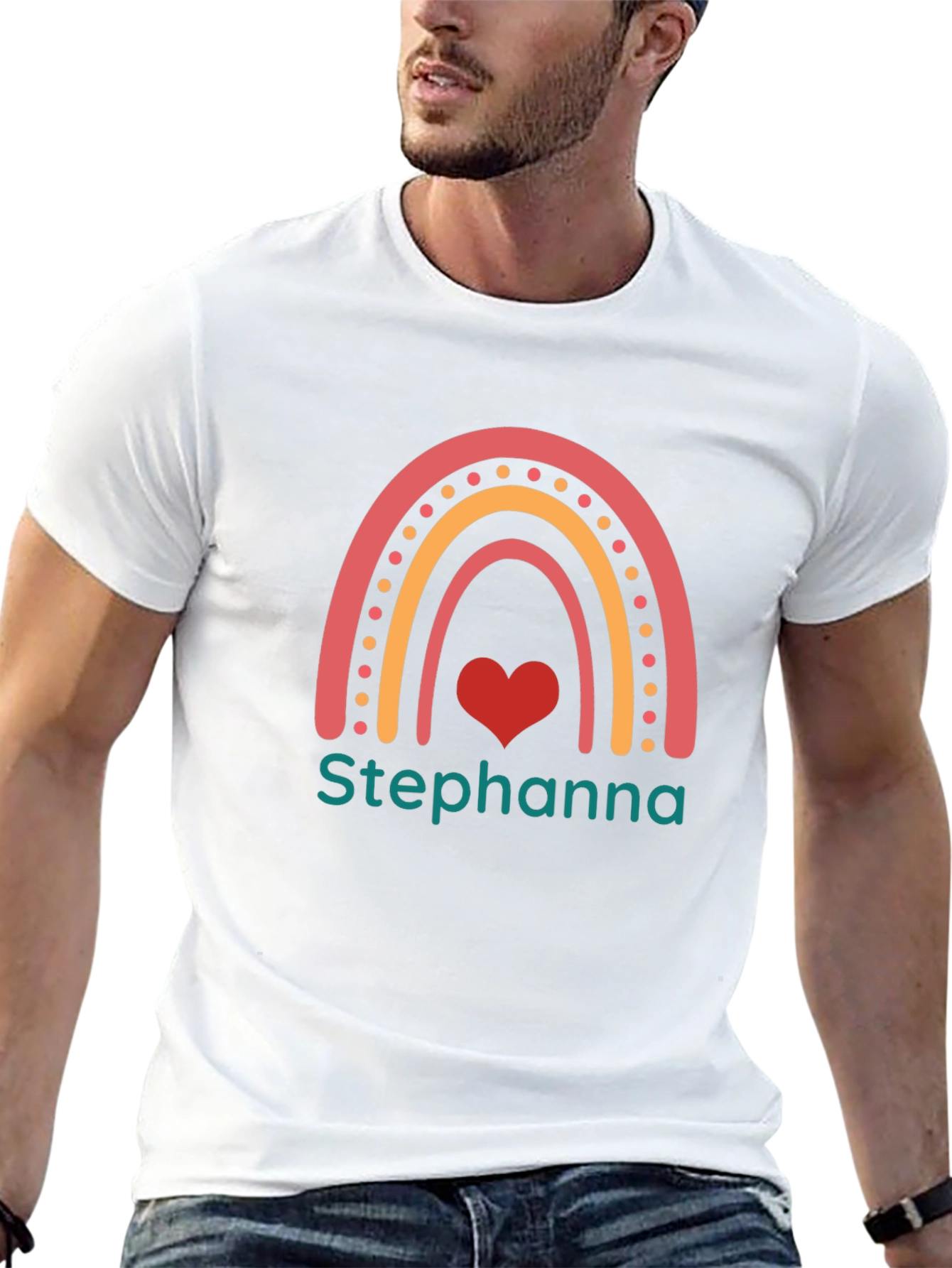 Personalized Rainbow Heart T-Shirt