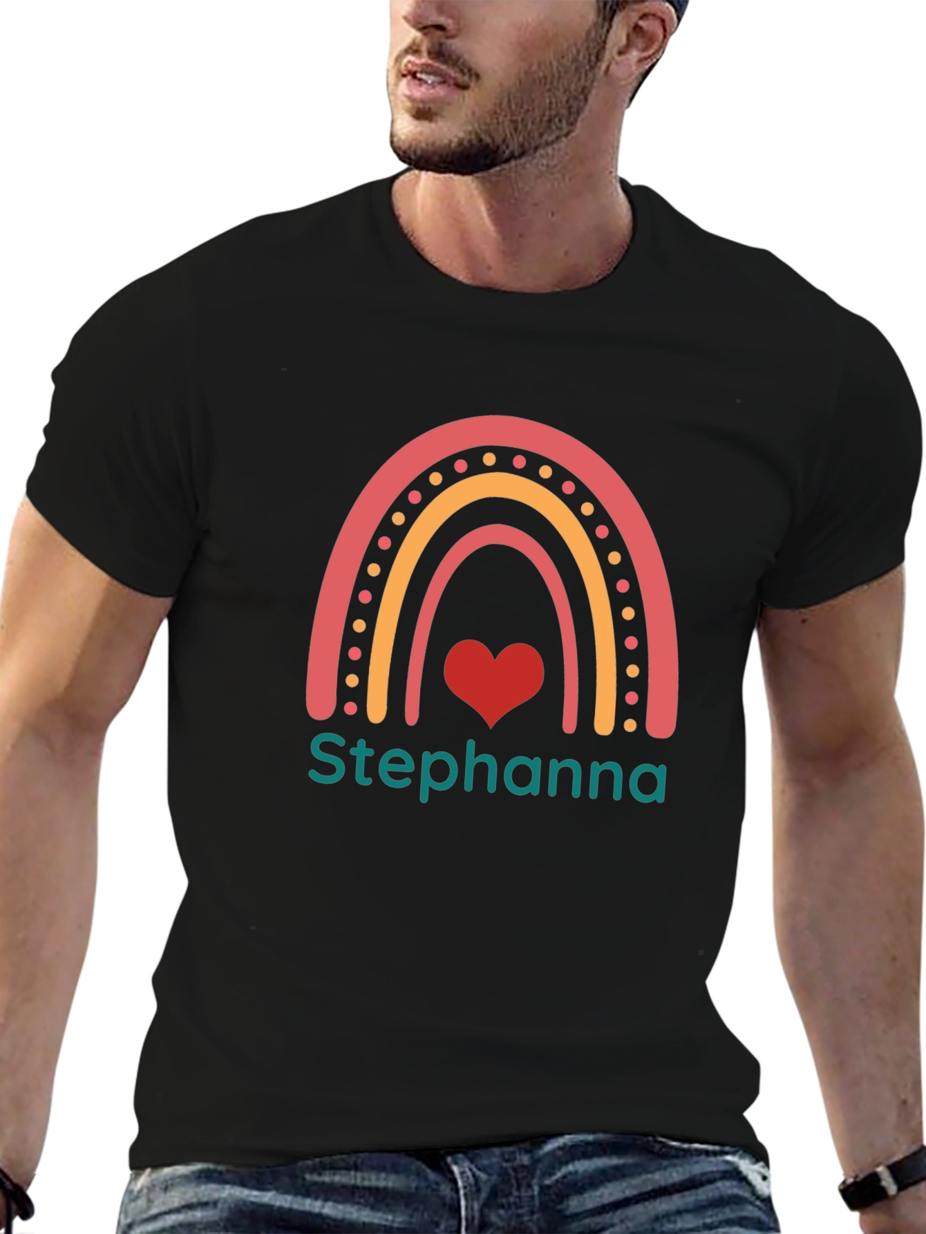 Personalized Rainbow Heart T-Shirt