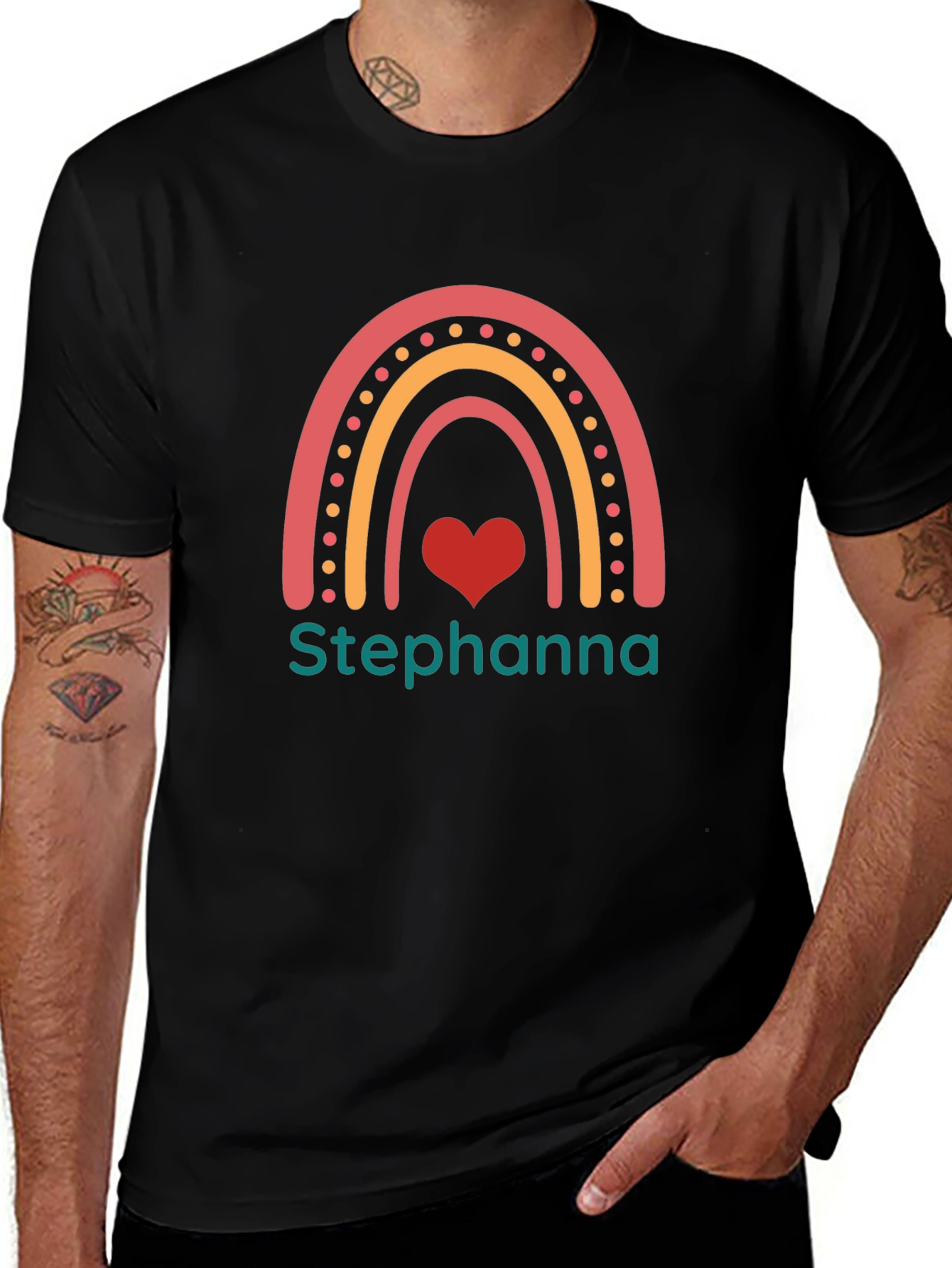 Personalized Rainbow Heart T-Shirt
