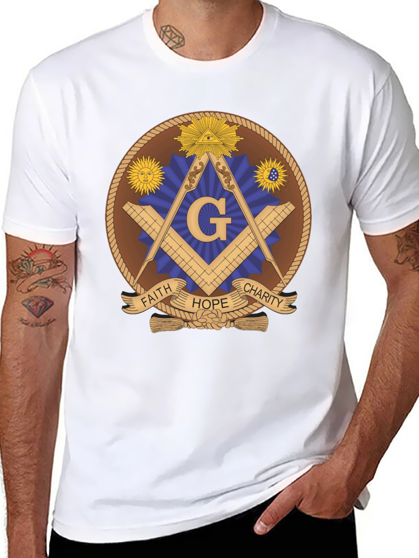 Masonic T-Shirt - Faith Hope Charity Design