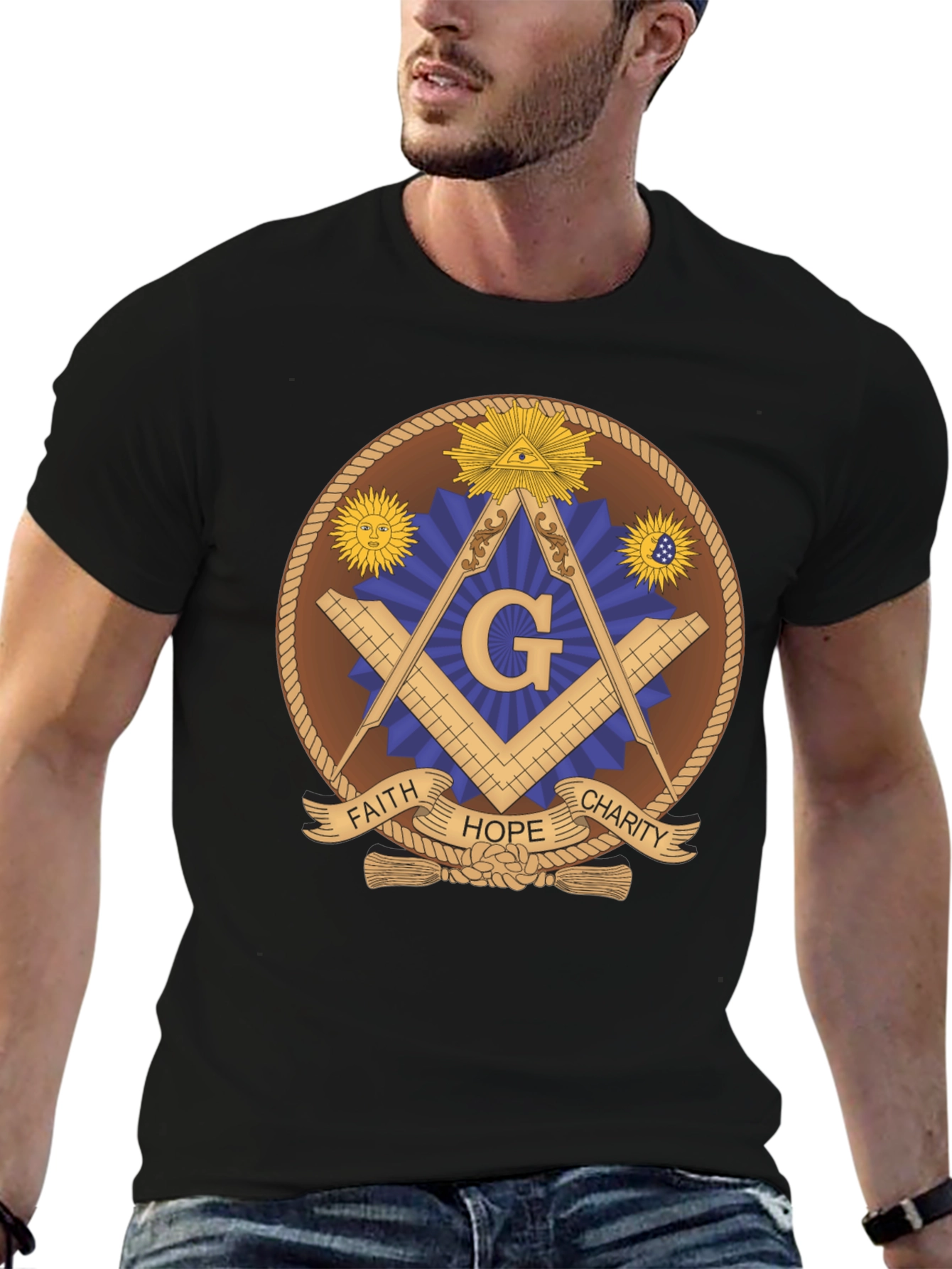 Masonic T-Shirt - Faith Hope Charity Design