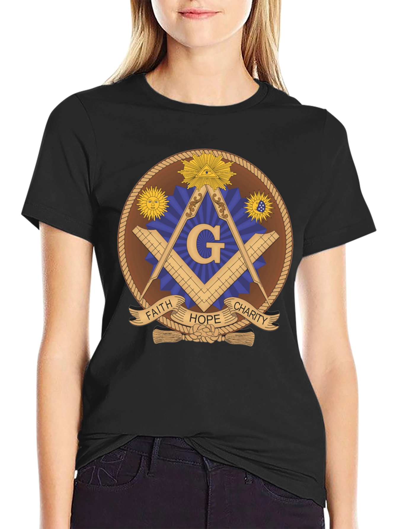 Masonic T-Shirt - Faith Hope Charity Design