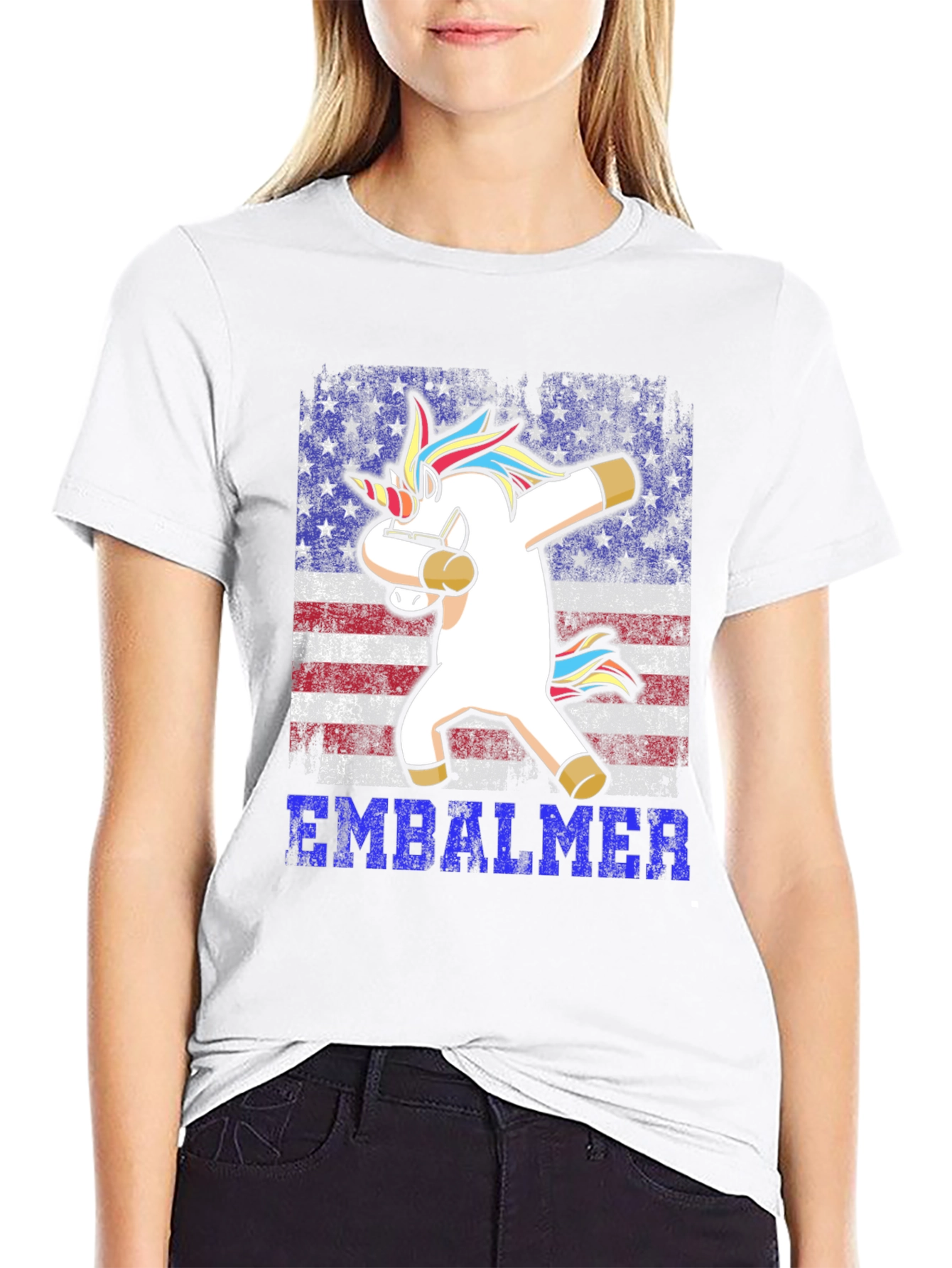 Embalmer Unicorn Dabbing Patriotic T-Shirt