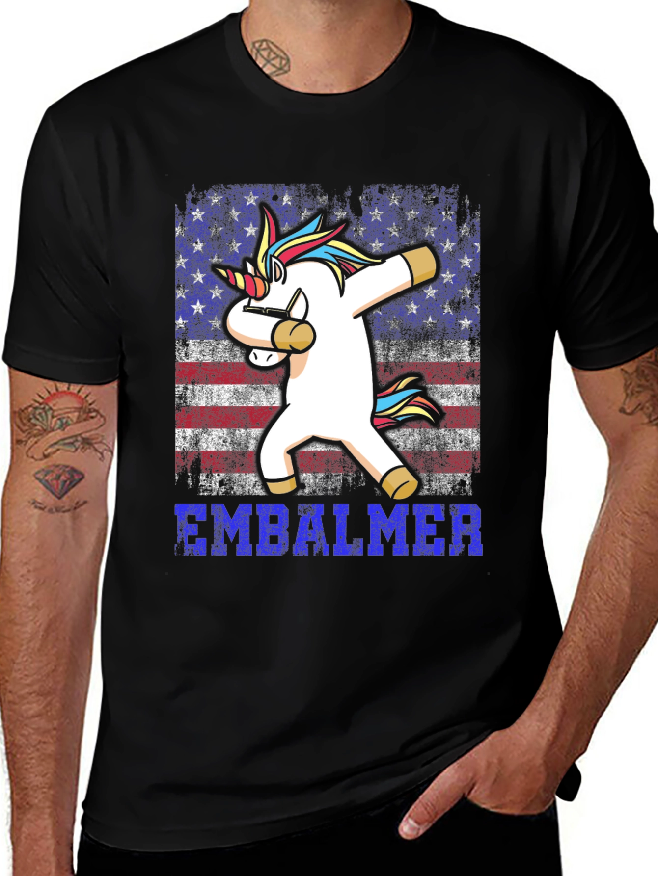 Embalmer Unicorn Dabbing Patriotic T-Shirt