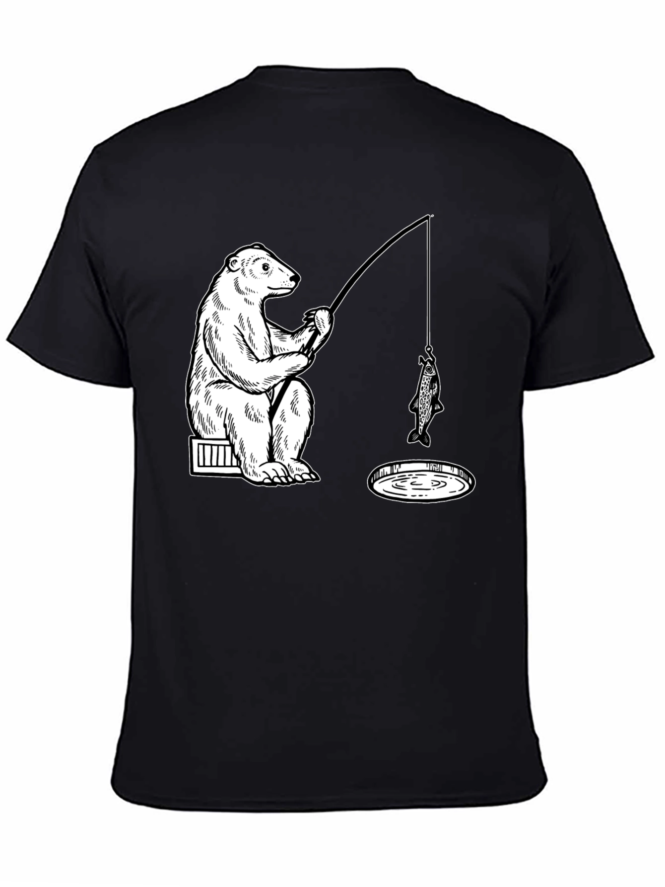 Bear Fishing Graphic Tee - Ice Hole Humor