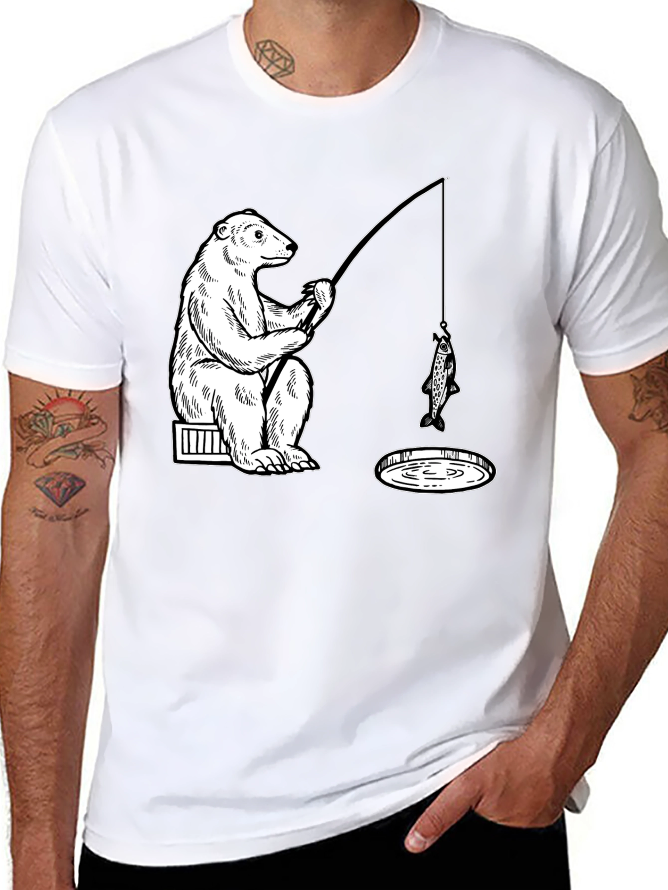 Bear Fishing Graphic Tee - Ice Hole Humor