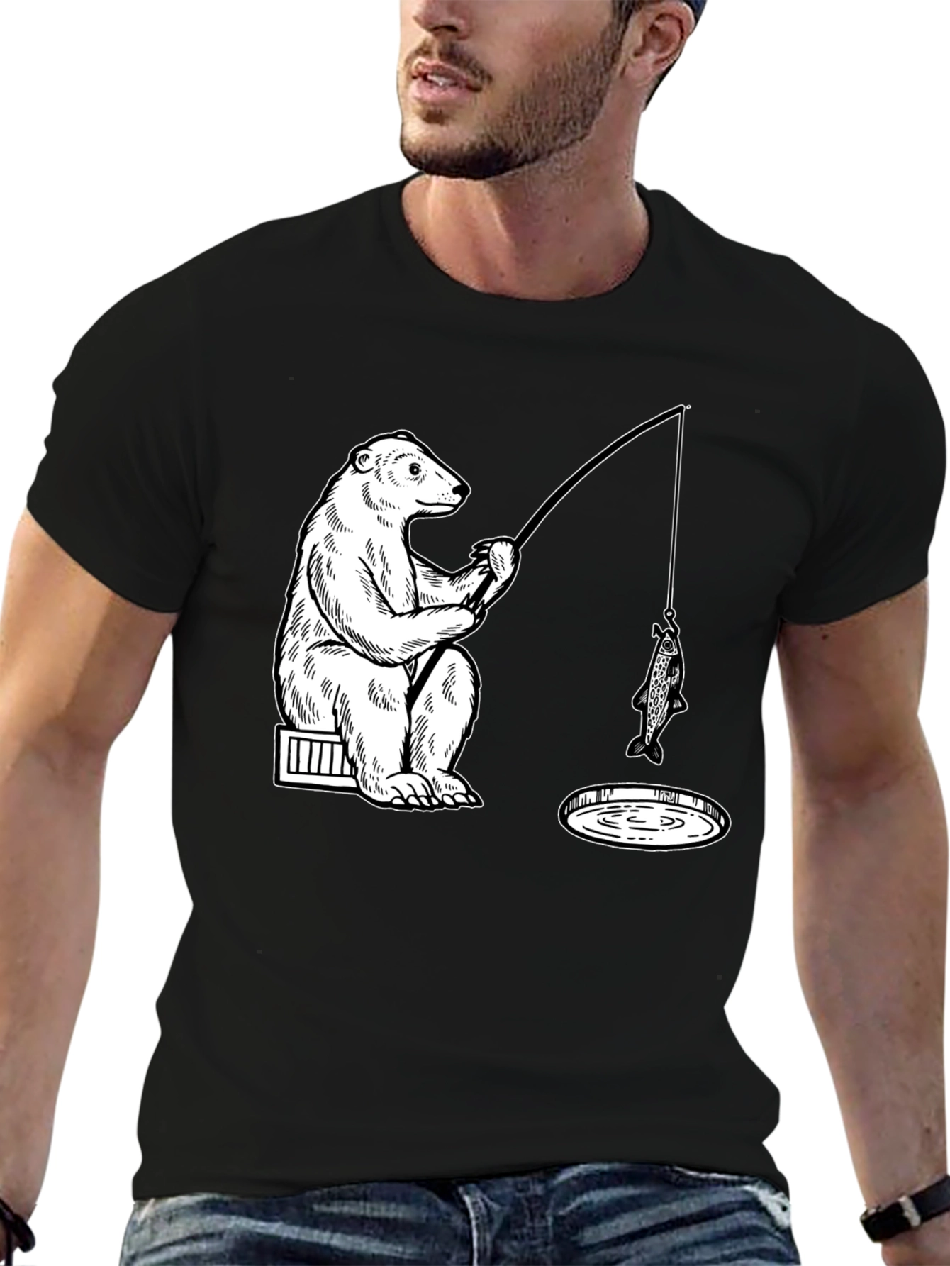 Bear Fishing Graphic Tee - Ice Hole Humor