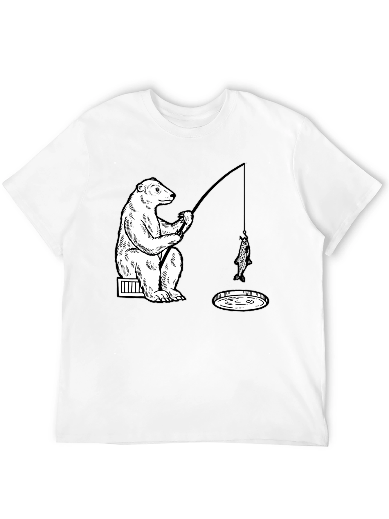 Bear Fishing Graphic Tee - Ice Hole Humor
