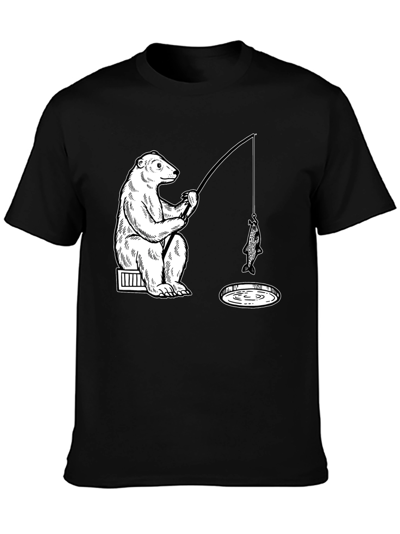 Bear Fishing Graphic Tee - Ice Hole Humor