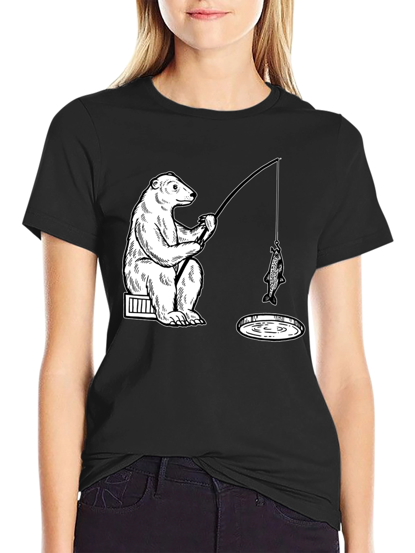 Bear Fishing Graphic Tee - Ice Hole Humor