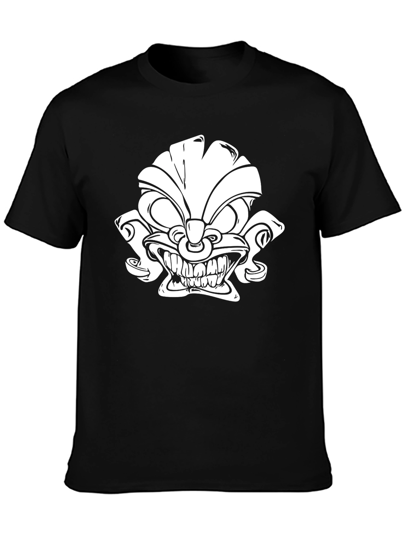 Tiki Graphic Tee - Black Cotton Blend Unique Design