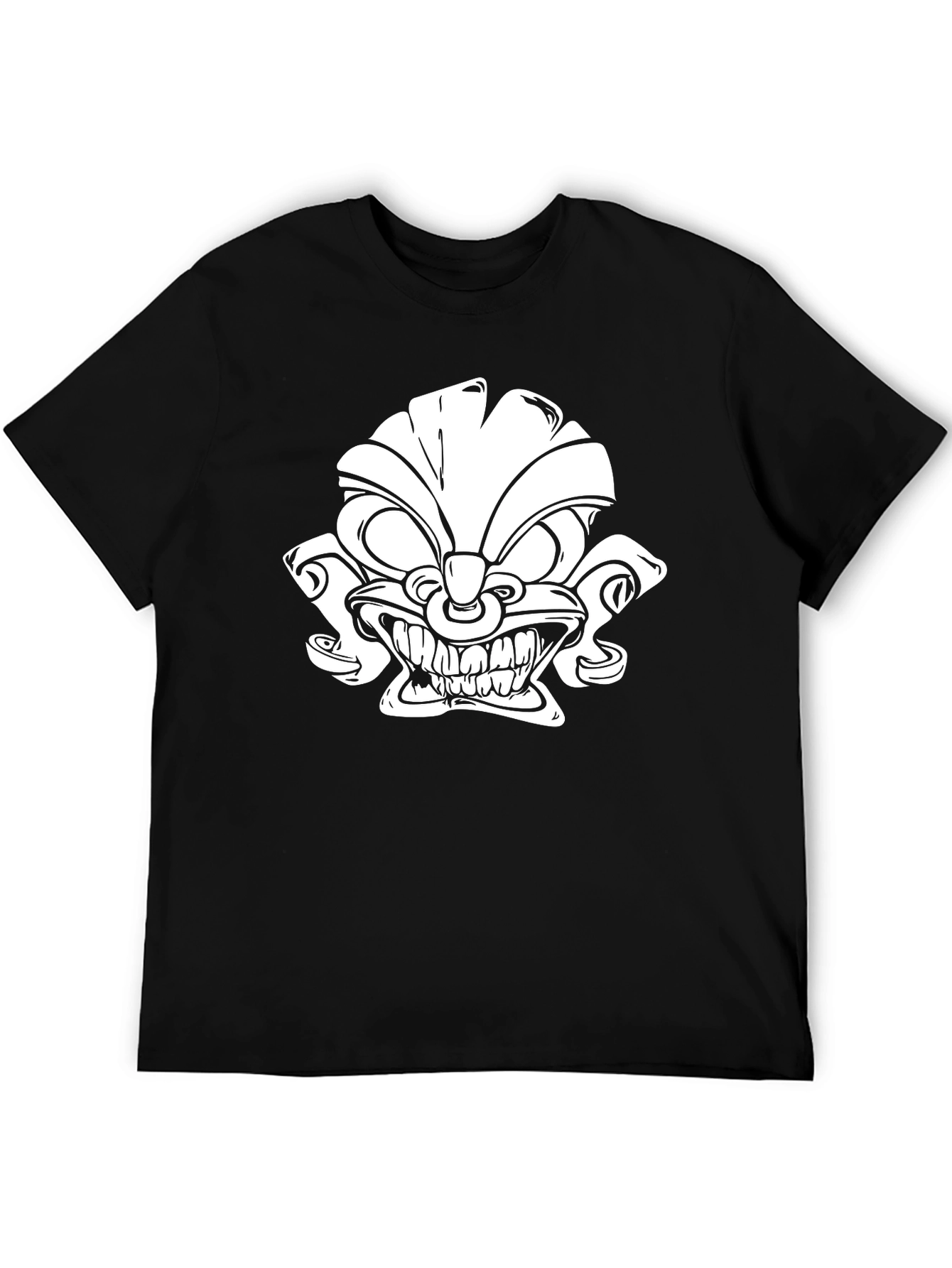 Tiki Graphic Tee - Black Cotton Blend Unique Design