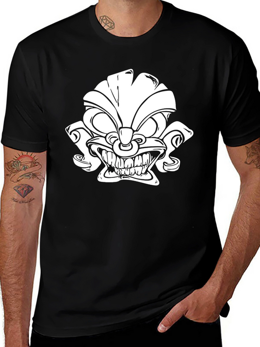 Tiki Graphic Tee - Black Cotton Blend Unique Design