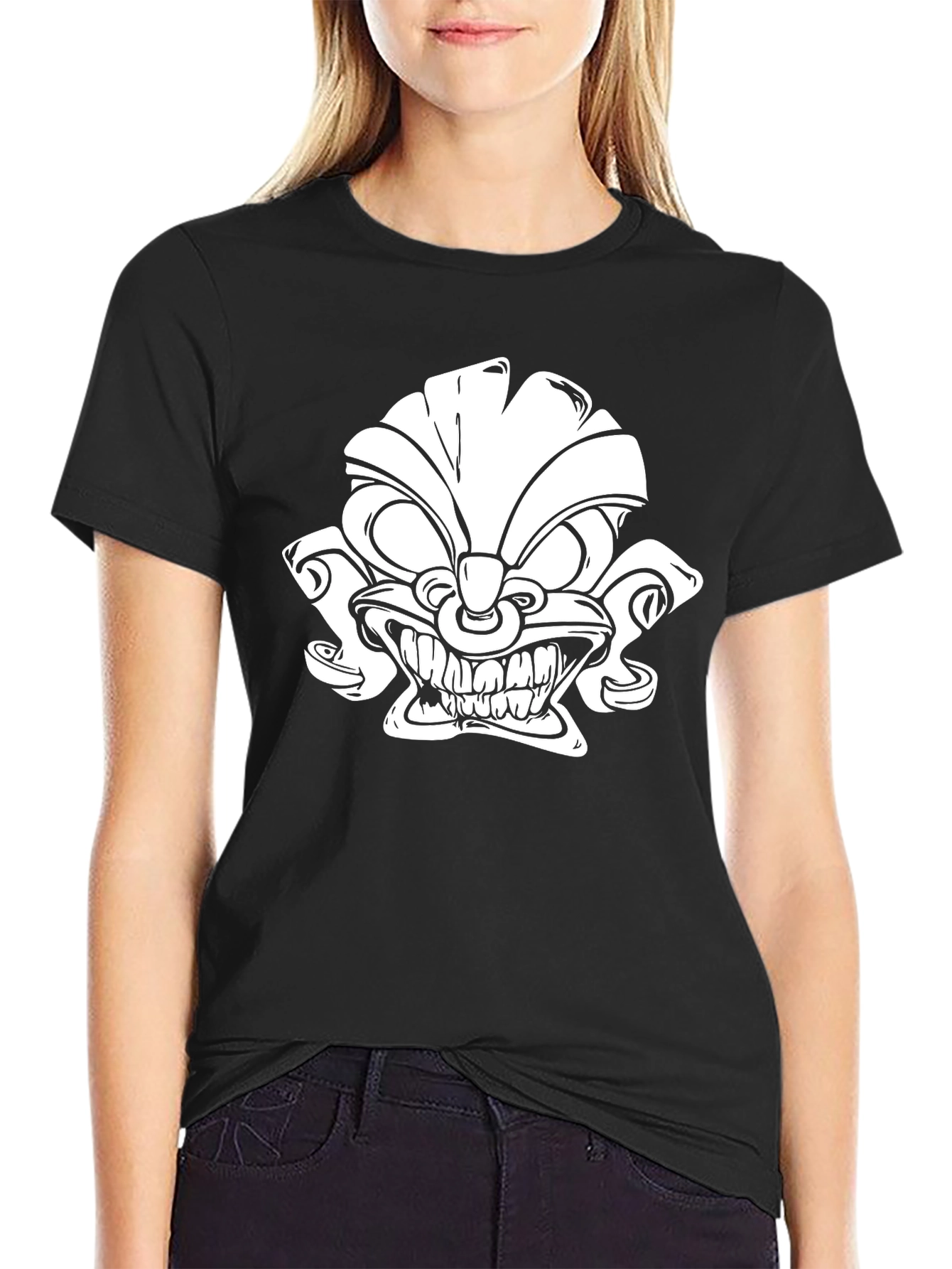 Tiki Graphic Tee - Black Cotton Blend Unique Design
