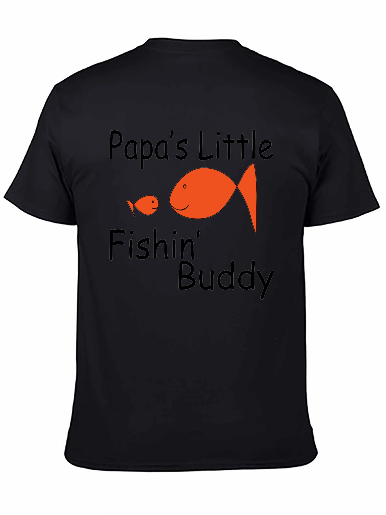 Papas Little Fishin Buddy Black Graphic Tee
