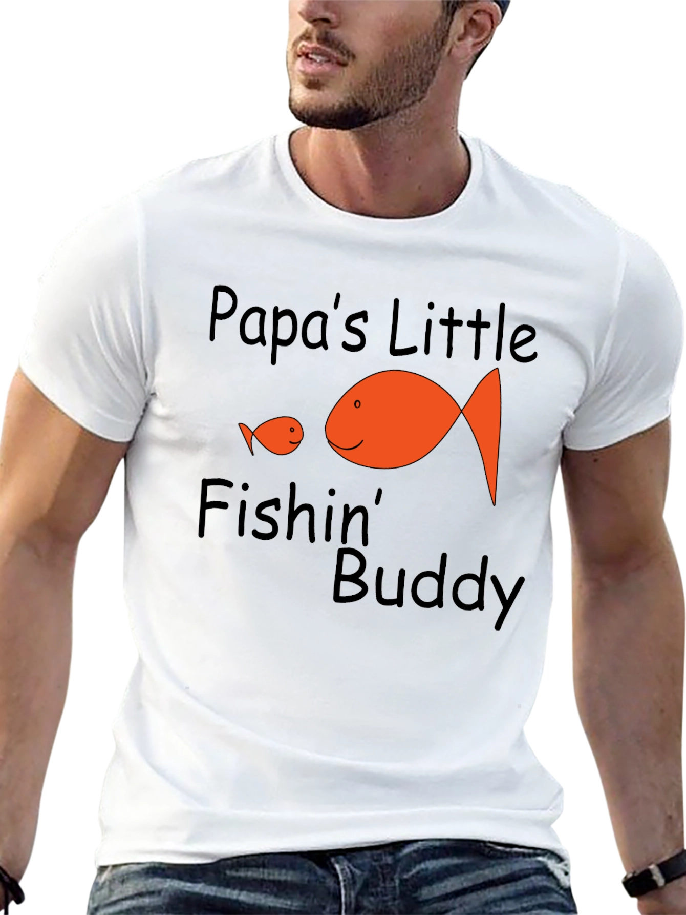 Papas Little Fishin Buddy Black Graphic Tee