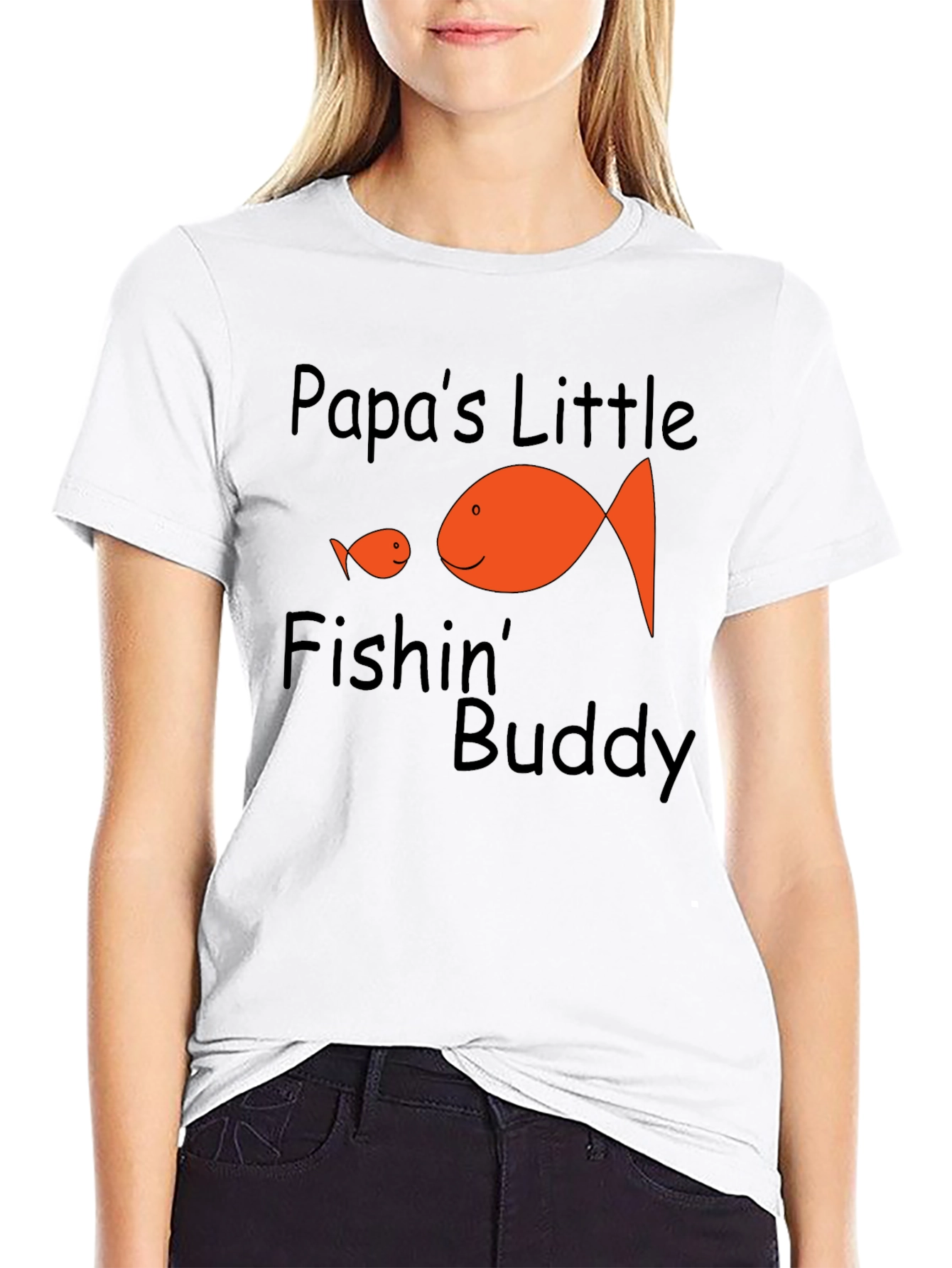 Papas Little Fishin Buddy Black Graphic Tee
