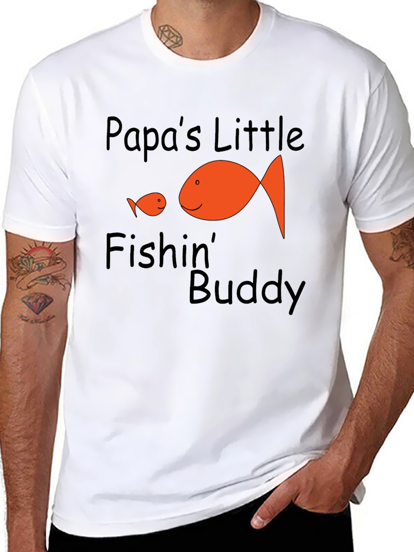 Papas Little Fishin Buddy Black Graphic Tee